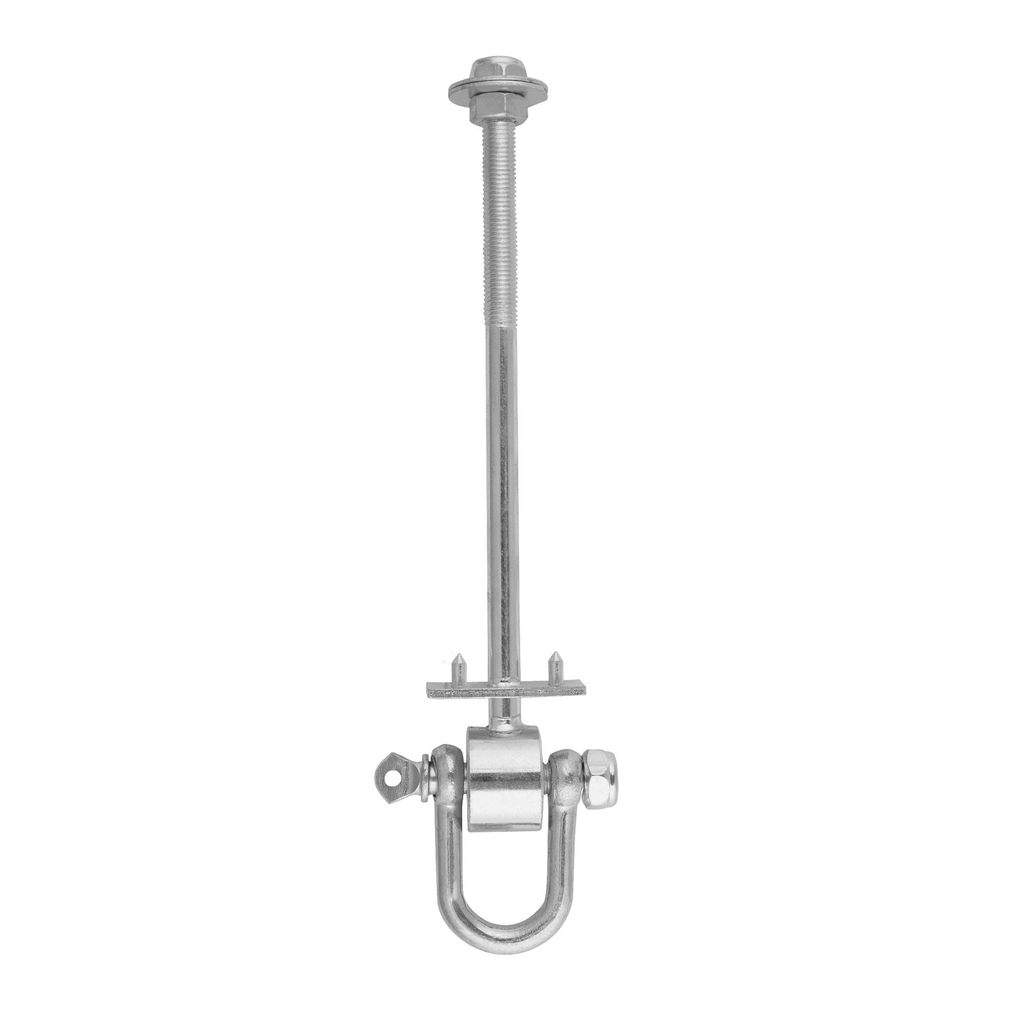 Hak huśtawkowy z szeklą + bolce zawiesie mocowanie typ D - MHD | 200 mm | M12 Hak huśtawkowy z szeklą + bolce zawiesie mocowanie typ D MHD, 200 mm, M12, srebrny, Stal węglowa, w zestawie elementów.