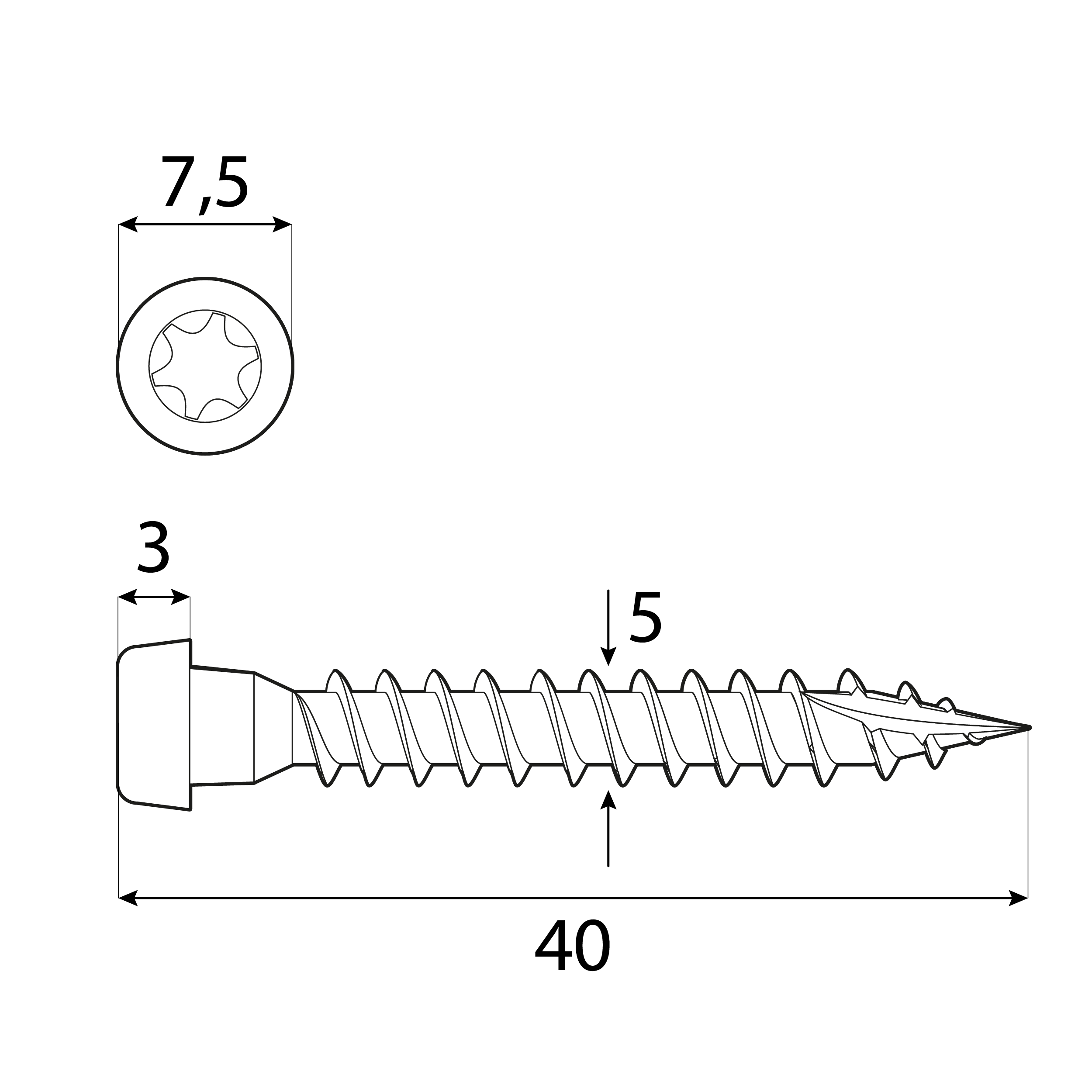 Wkręty ciesielskie ANCHOR ANW, 5x40 mm, srebrny, 500 szt., 40x5,0 mm, Hartowana stal węglowa.