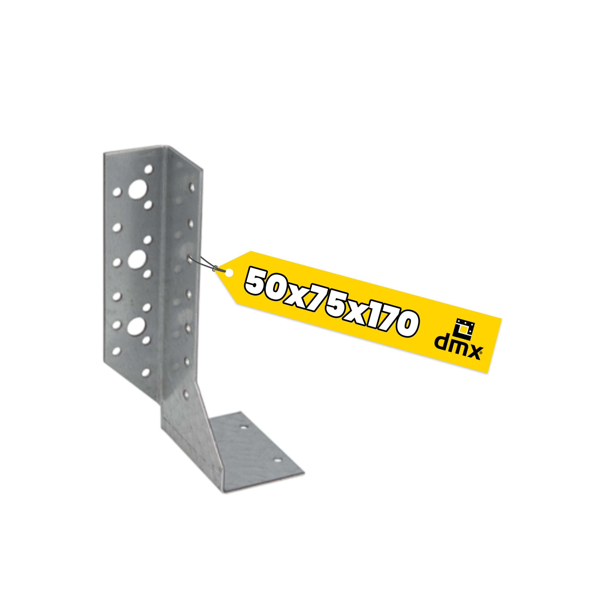 Wieszak belki dzielony lewy WBD 170 L, 50x170x75 mm, srebrny, Stal konstrukcyjna DX51D, ujęcie produktu.