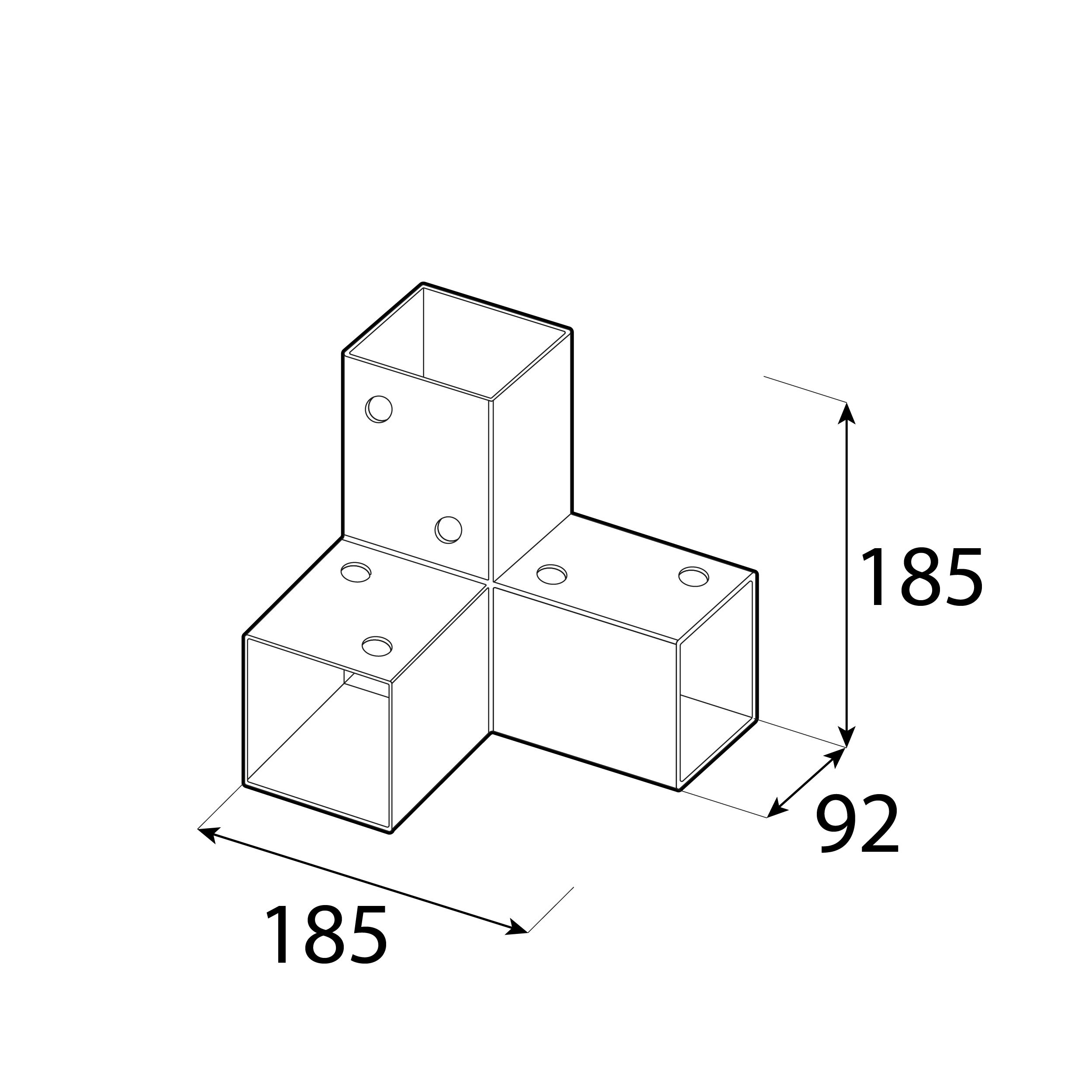 Łącznik belki kwadratowej do pergoli ciesielski - GPY 90 | 92x185x182 mm | czarny Łącznik belki kwadratowej do pergoli ciesielski GPY 90, 92x185x182 mm, czarny, 92x185x182x1,5 mm, Stal konstrukcyjna S235, ujęcie 2.