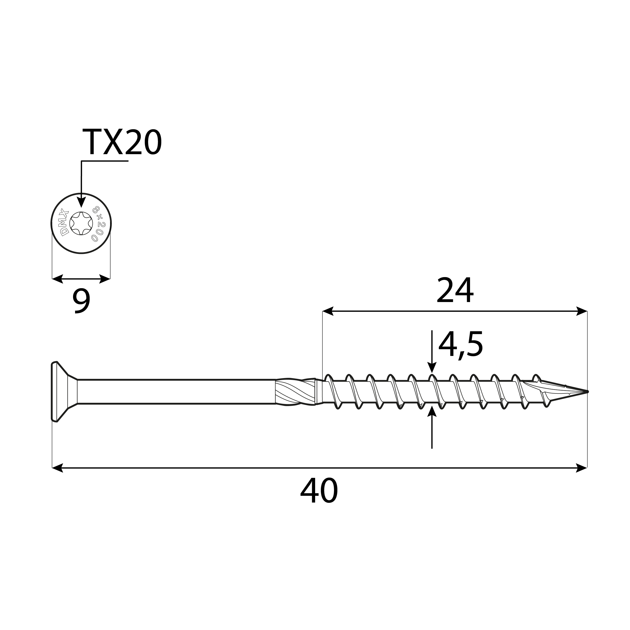 Wkręty ciesielskie do drewna stożkowe TORX - CS | 4,5 x 40 mm | Złoty | 200 szt Wkręty ciesielskie do drewna stożkowe TORX CS, 4, 5x40 mm, Złoty, 200 szt., 5x40 mm 2, ujęcie 1.