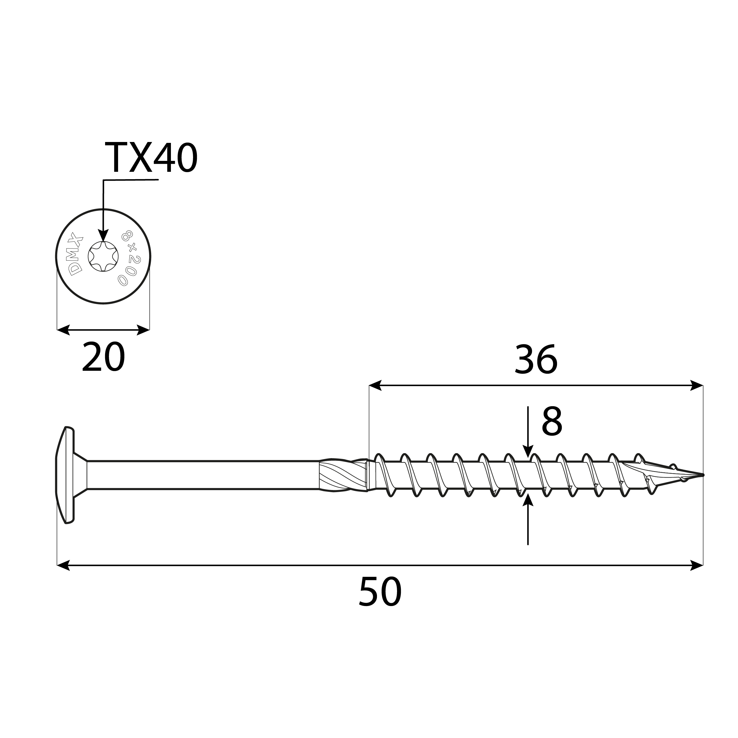 Wkręty ciesielskie do drewna talerzowe TORX - CT | 8 x 50 mm | Złoty | 100 szt Wkręty ciesielskie do drewna talerzowe TORX CT, 8x50 mm, Złoty, 100 szt., 8x50 mm, Hartowana stal węglowa, ujęcie 1.