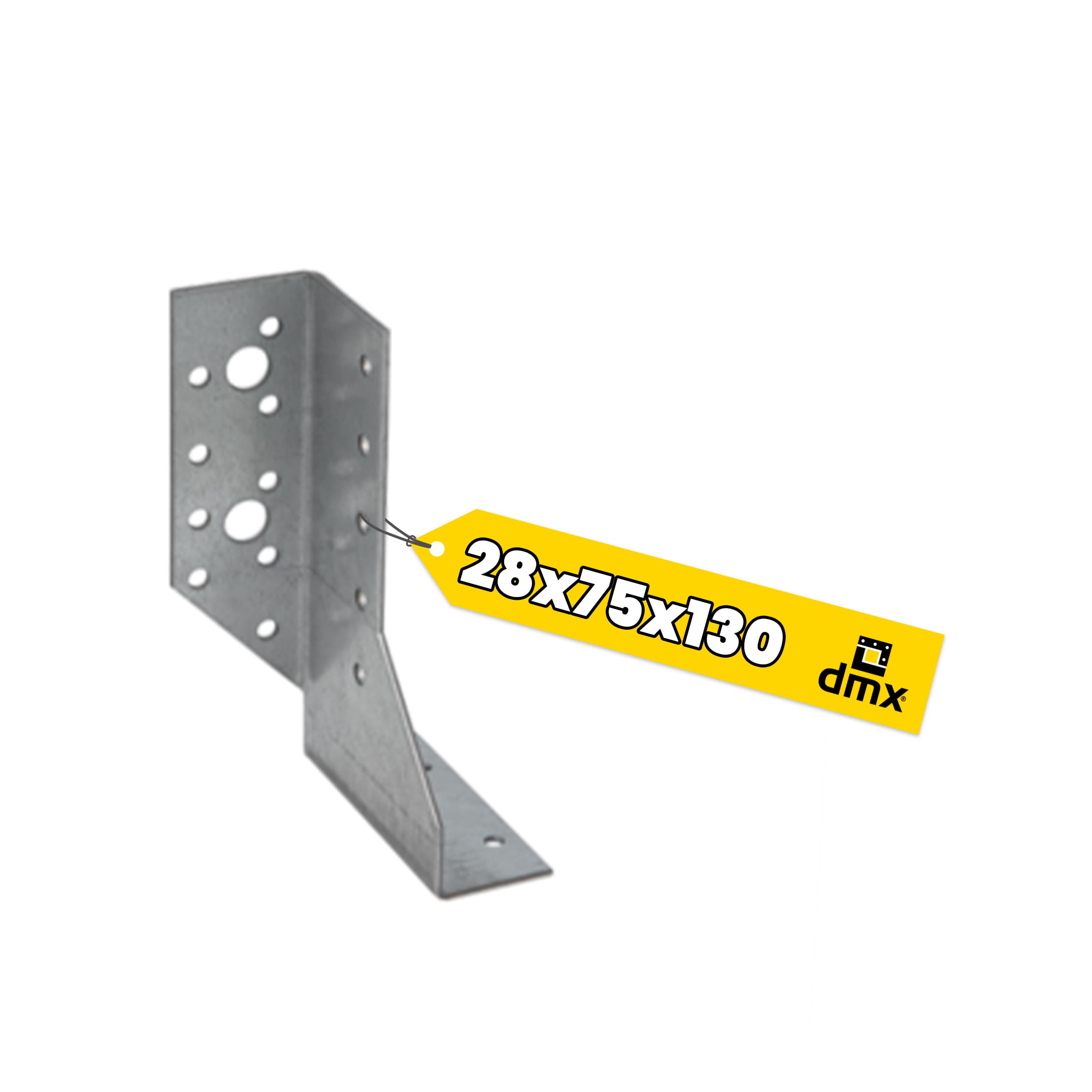Wieszak belki dzielony lewy WBD 130 L, 28x130x75 mm, srebrny, Stal konstrukcyjna DX51D, ujęcie produktu.