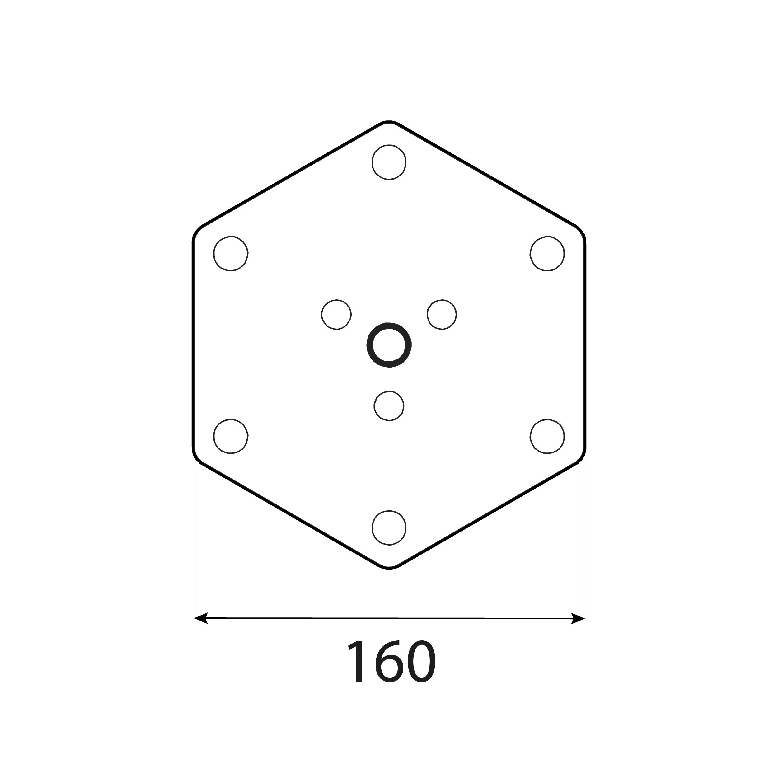 Flansza PWH 1, sześciokątna do PWM - surowa 160x8,0 mm, ujęcie 2.