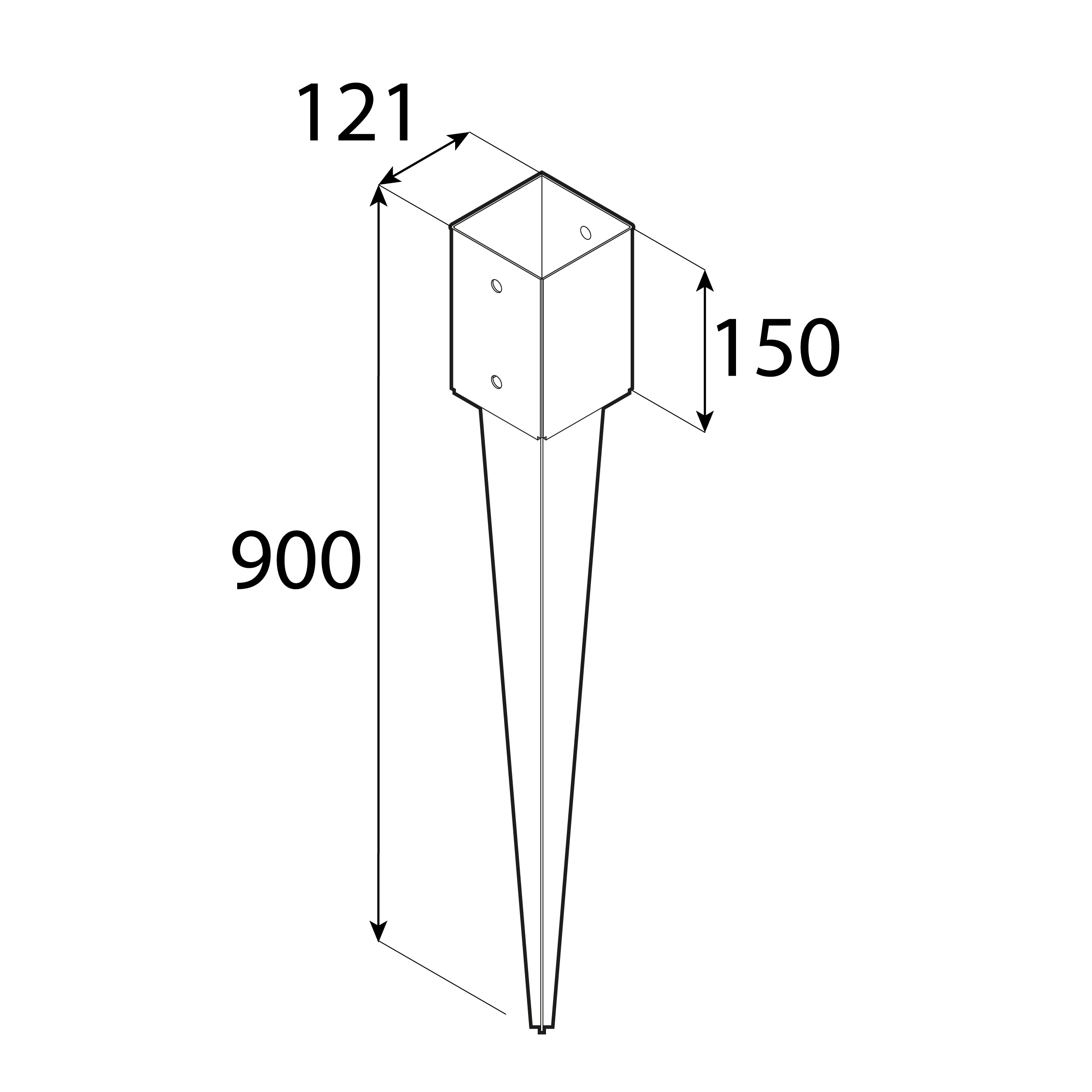 Podstawa słupa wbijana 120 mm - PSG 120/900 | 120 mm Podstawa słupa wbijana 120 mm PSG 120/900, 120 mm, 121x900x1,8 mm 900.