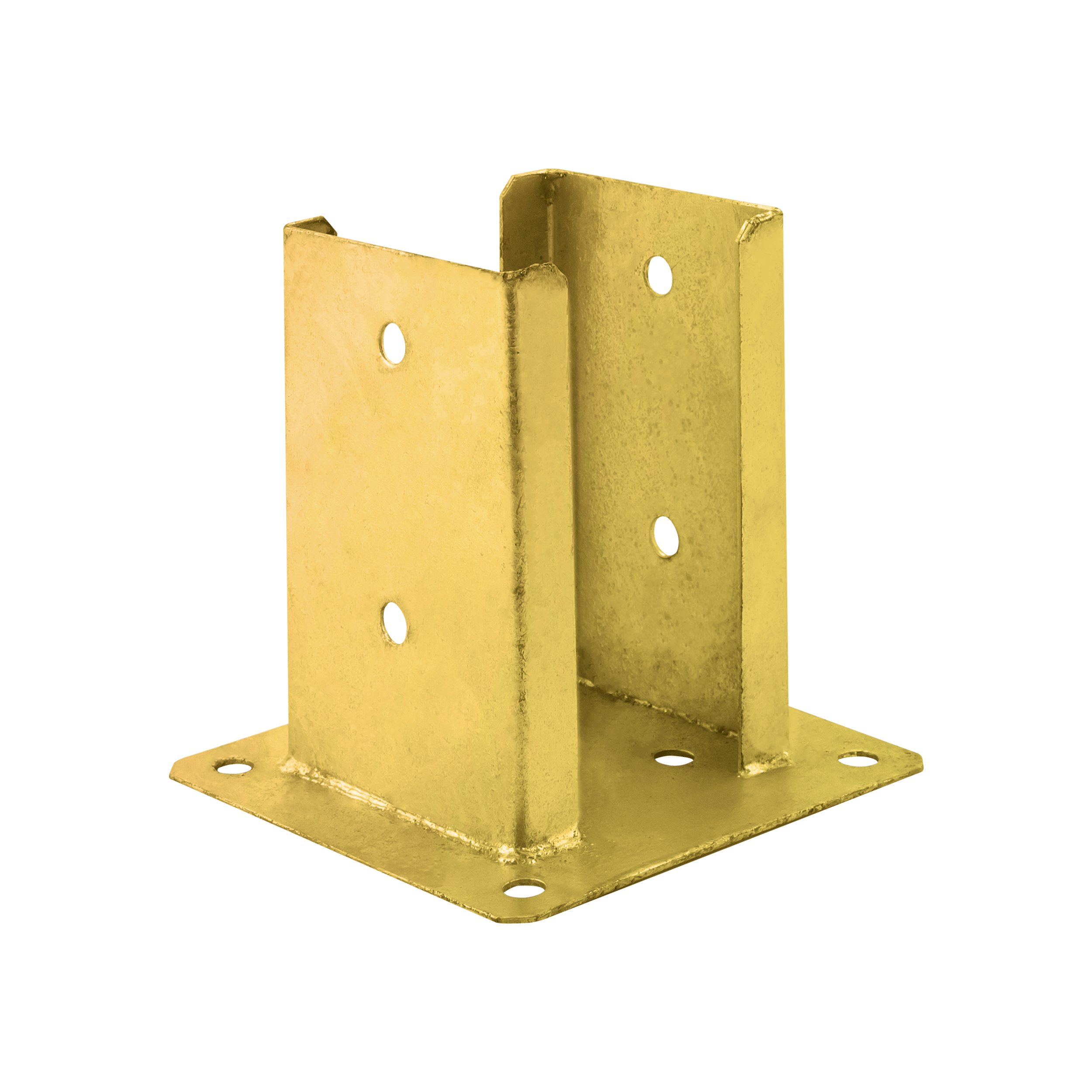 Podstawa słupa kotwa przykręcana podwójna z podstawą prostokątną PSPD, 120 mm, Złoty, 121x150x2,5 mm.