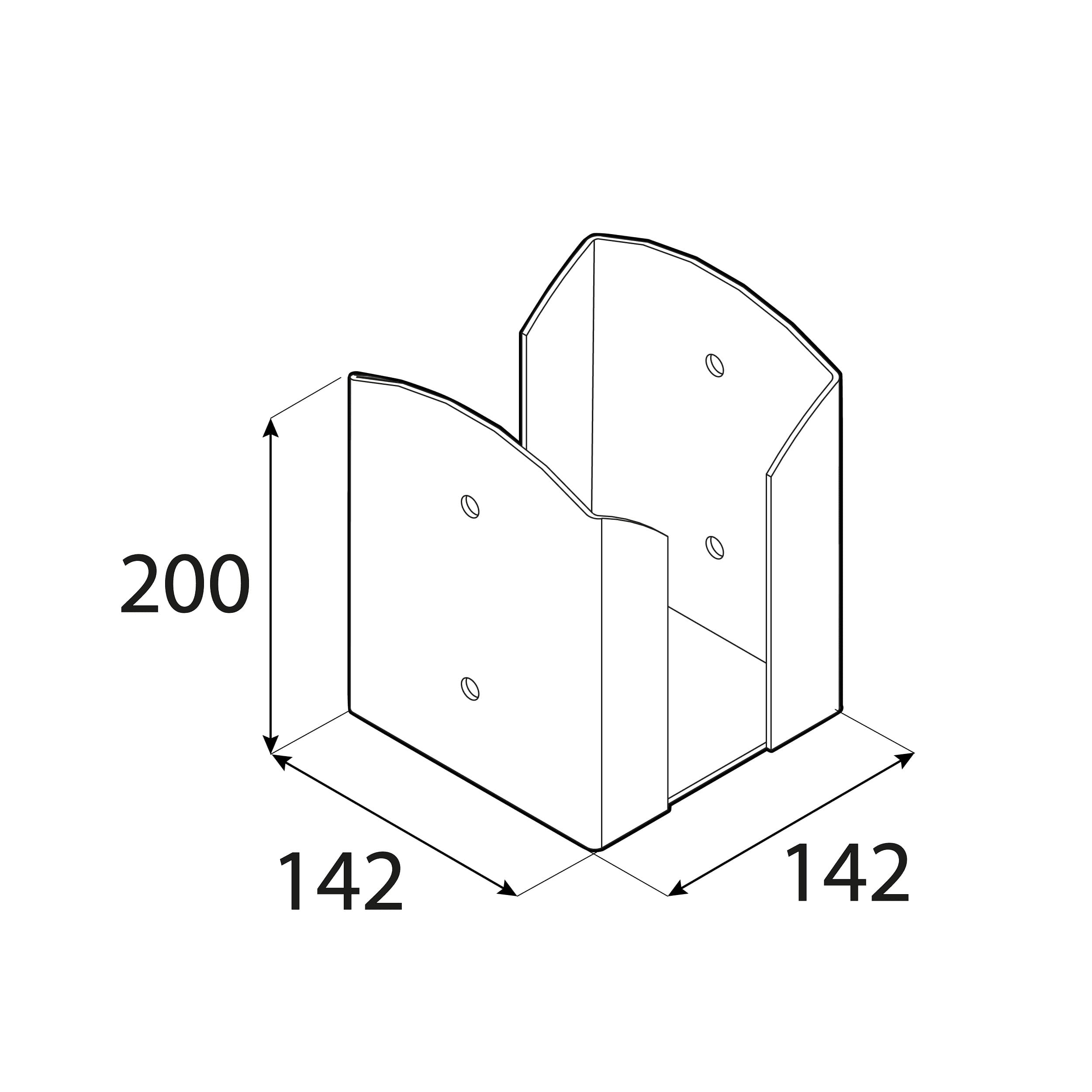 Podstawa słupa kotwa przykręcana podwójna prostokątna PSPW, 140 mm, srebrny.