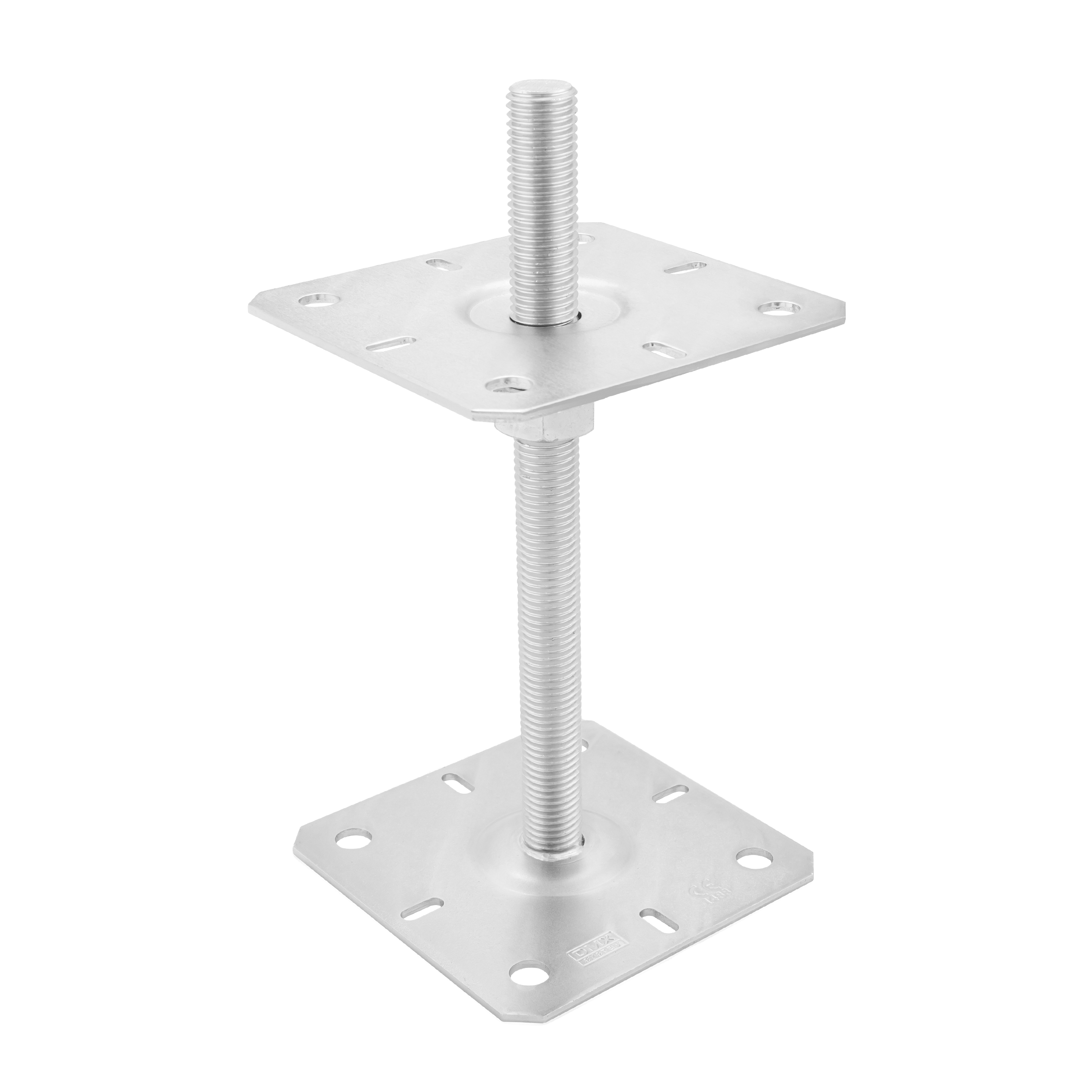 Podstawa słupa kotwa płaska gwintowana regulowana wysokość PSR, 130x250 mm, M20, srebrny.