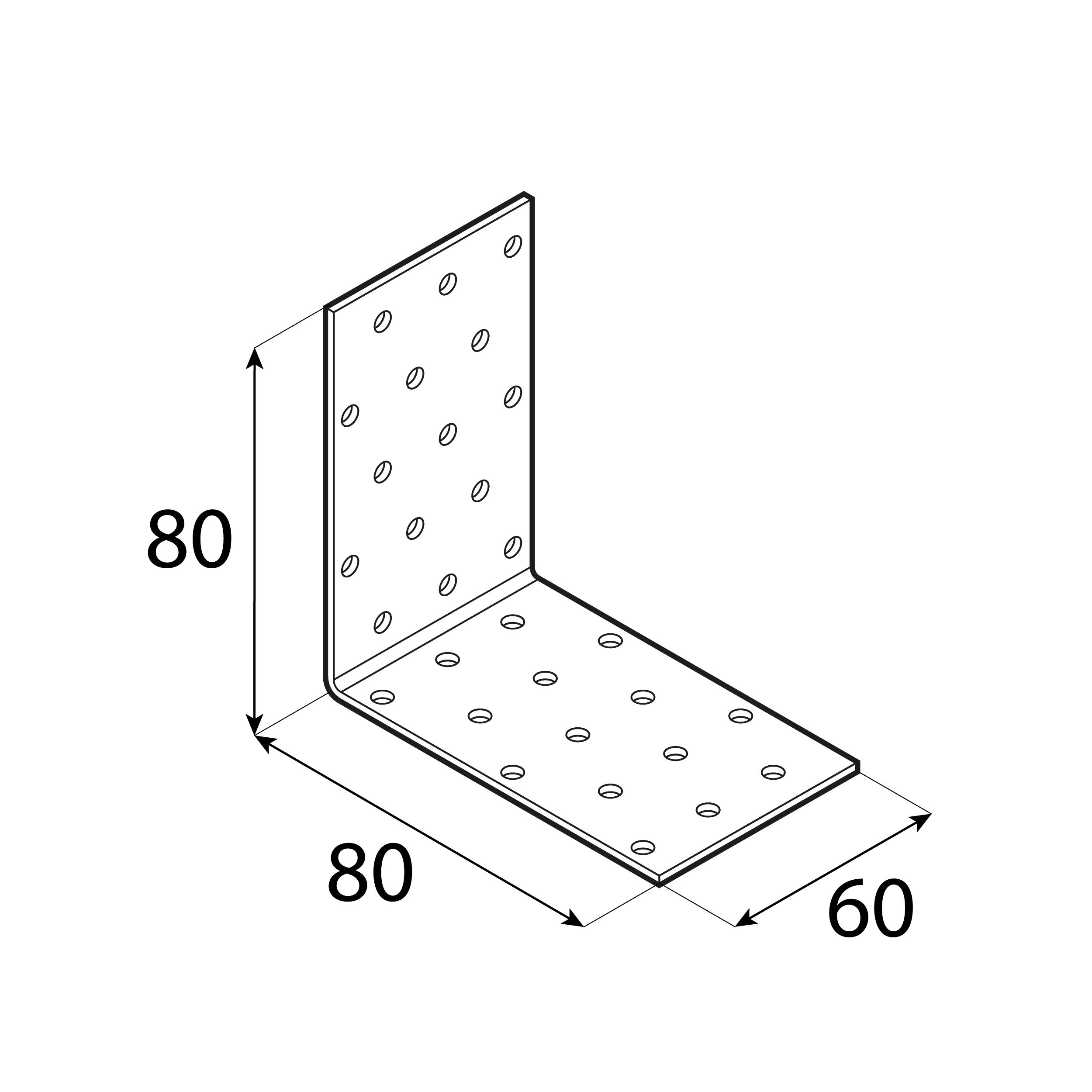 Kątownik montażowy stalowy uniwersalny - KM 8 | 80x80x60 mm | 20 szt Kątownik montażowy stalowy uniwersalny KM 8, 80x80x60 mm, 20 szt., 80x80x60x2,0 mm, Stal konstrukcyjna DX51D, srebrny, ujęcie 2.