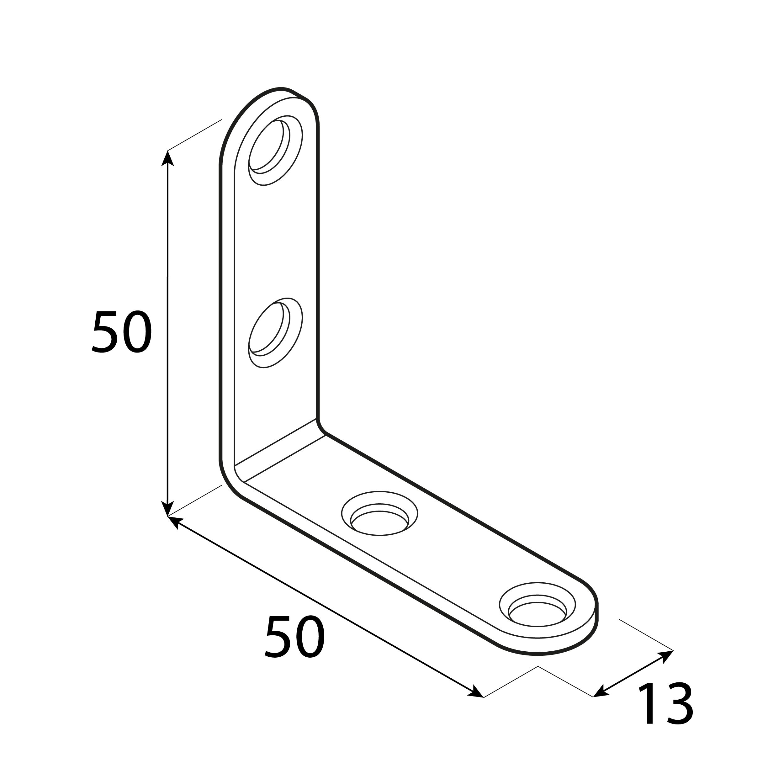 Kątownik meblowy montażowy zaokrąglony - FKW 50 | 50x50x13 mm | 25 szt Kątownik meblowy montażowy zaokrąglony FKW 50, 50x50x13 mm, 25 szt., Stal konstrukcyjna DC01, srebrny, ujęcie 2.