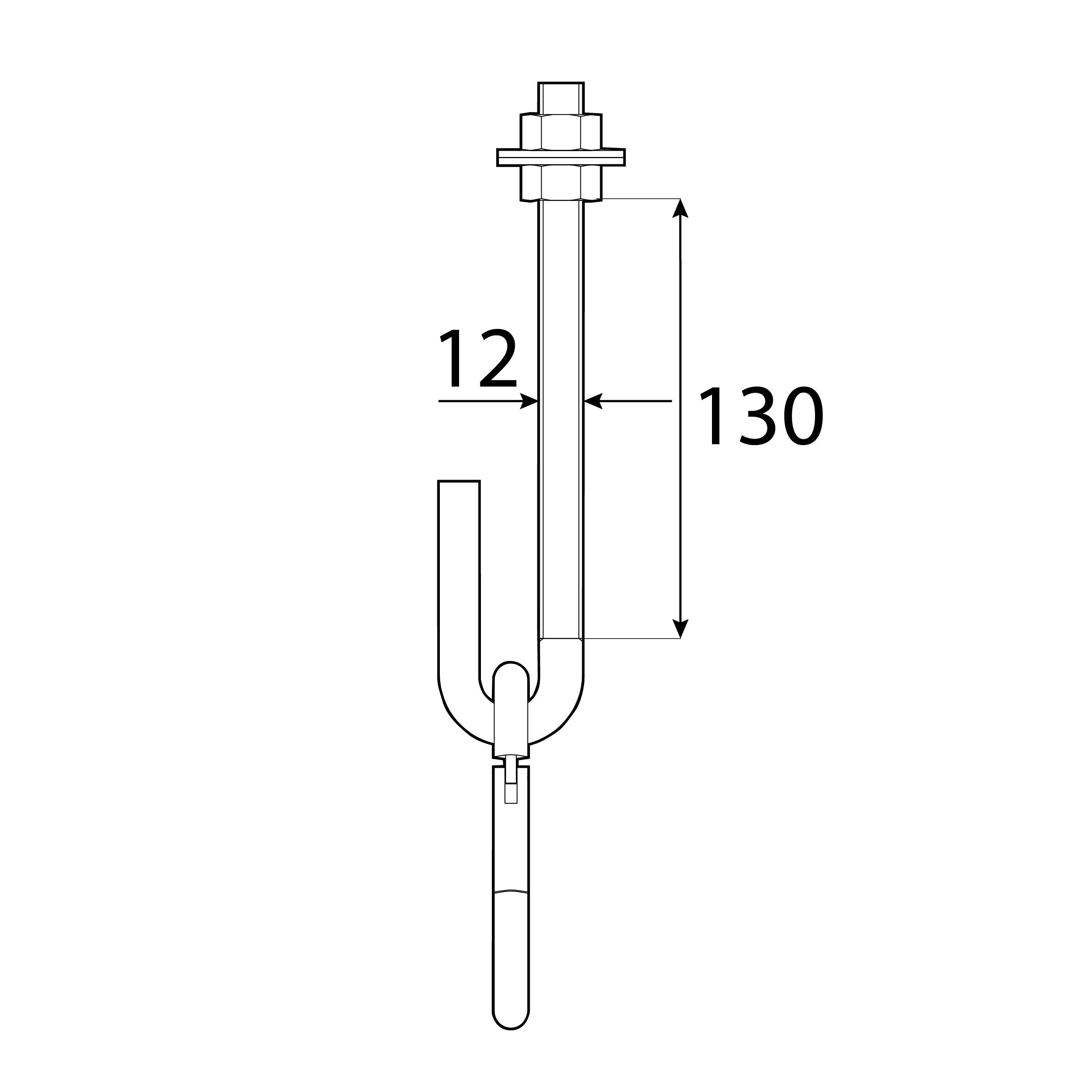 Hak huśtawkowy z karabińczykiem zawiesie mocowanie typ B - MHB | 130 mm | M12 Hak huśtawkowy z karabińczykiem zawiesie mocowanie typ B - MHB | 130 mm | M12