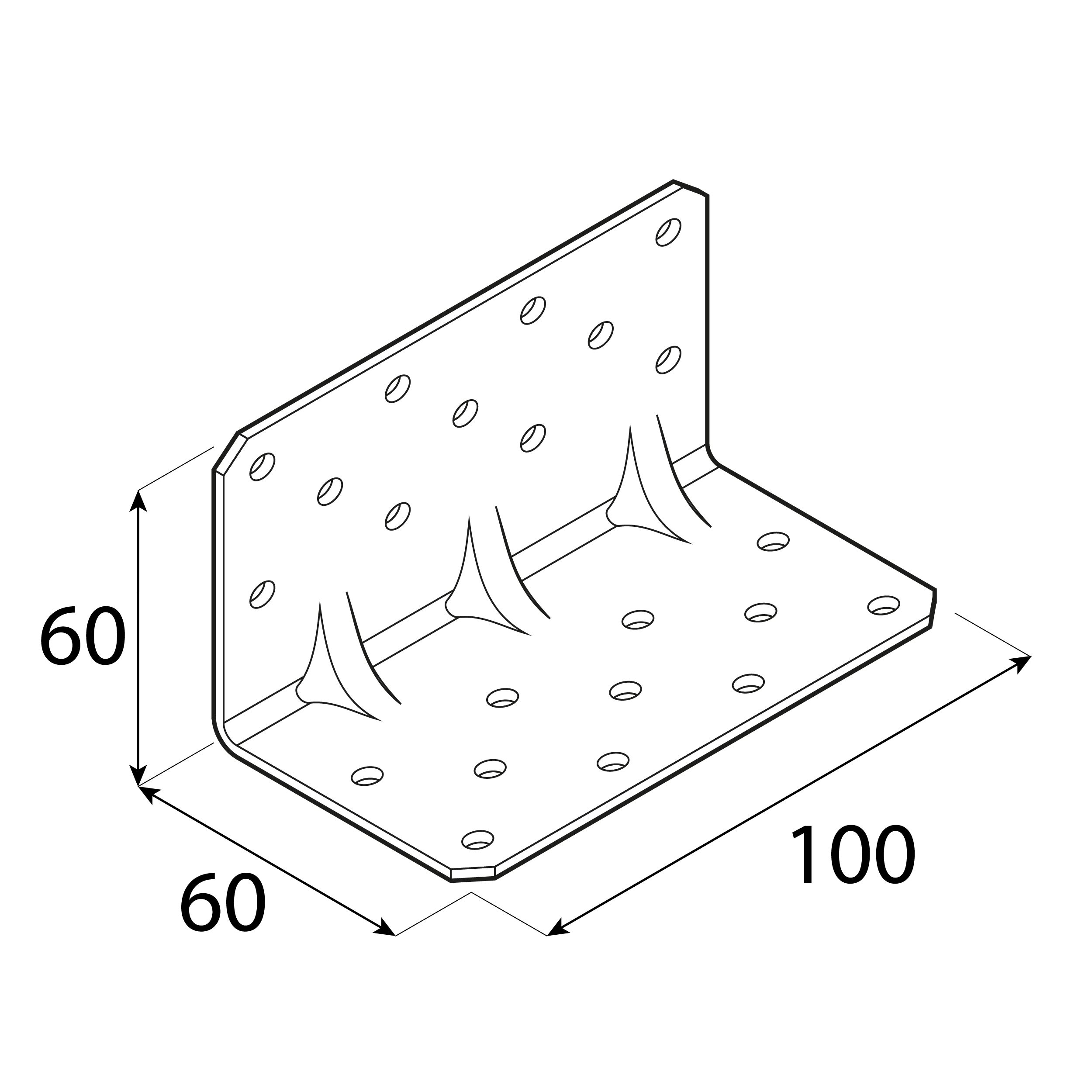 Kątownik ciesielski wzmocniony z przetłoczeniem - KPK 4 | 65x65x100 mm | 2,5 mm Kątownik ciesielski wzmocniony z przetłoczeniem - KPK 4 | 65x65x100 mm | 2,5 mm