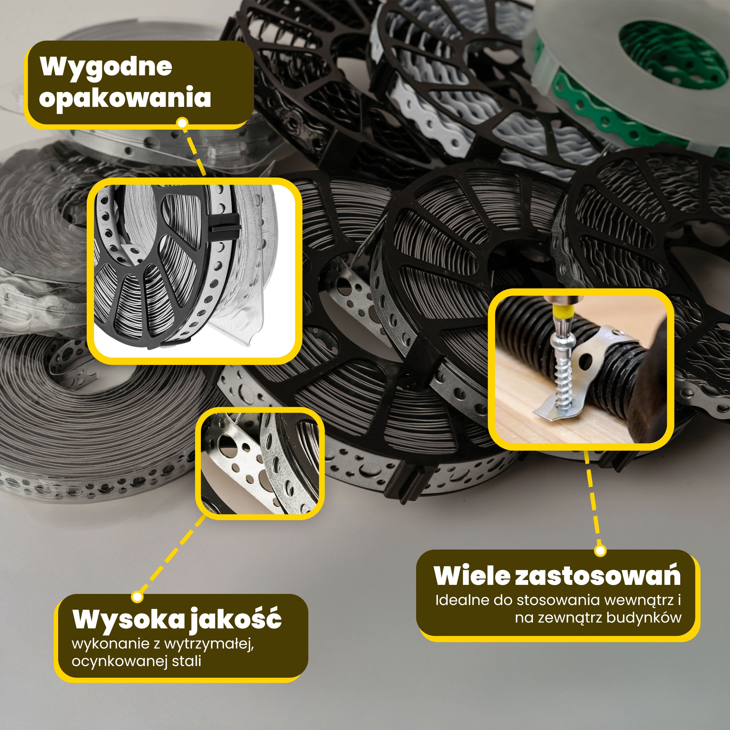 Taśma montażowa perforowana stal - TM 5 | 3 m | Srebrny | TM 5