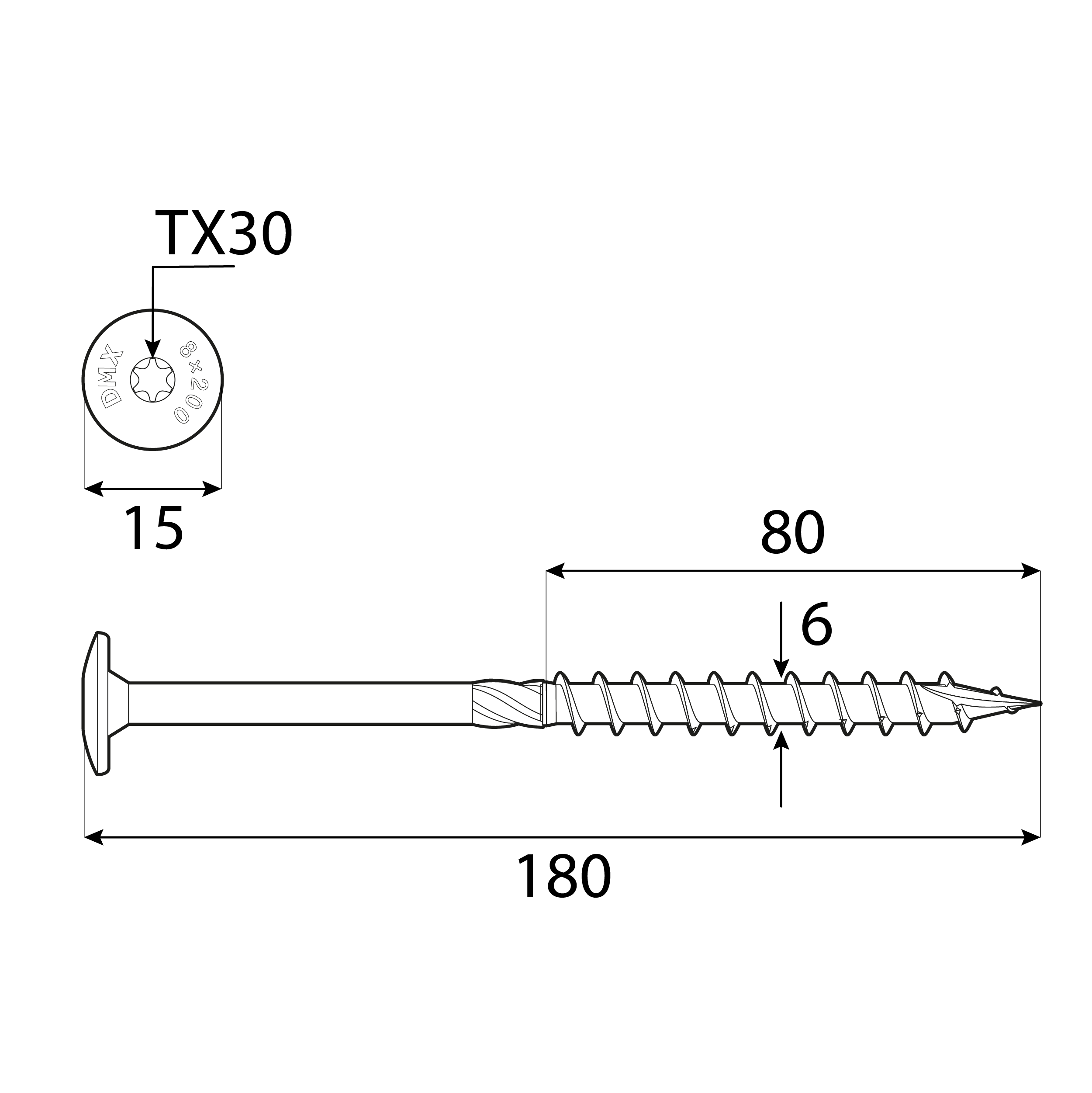 Wkręty ciesielskie do drewna talerzowe TORX - CT | 6 x 180 mm | Złoty | 100 szt Wkręty ciesielskie do drewna talerzowe TORX CT, 6x180 mm, Złoty, 100 szt., 6x180 mm, Hartowana stal węglowa, ujęcie 1.