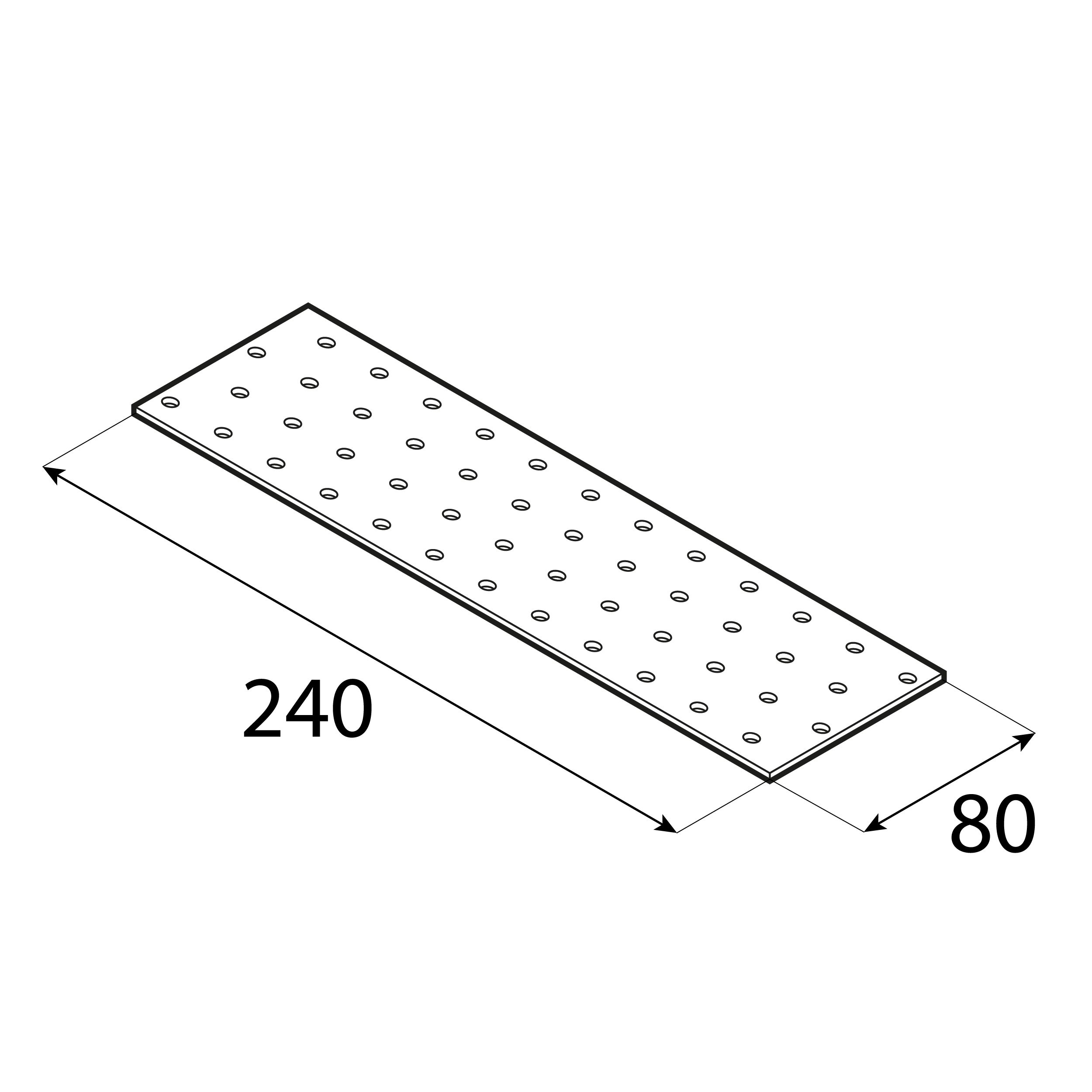 Płytka perforowana płaskownik PP 10, 240x80 mm, 2 mm, 80x240x2,0 mm, Stal konstrukcyjna DX51D, srebrny, ujęcie 2.