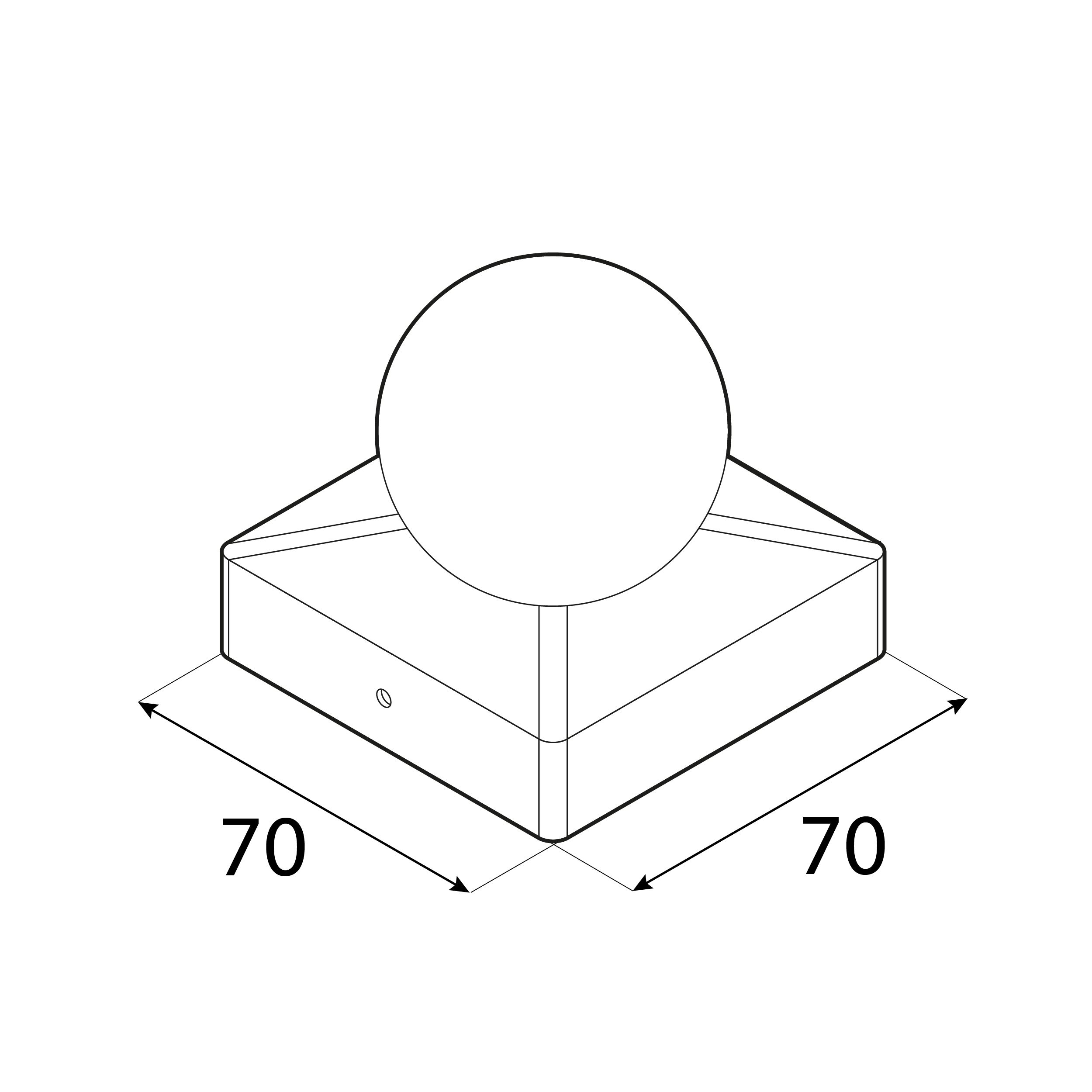 Daszek na słupek kwadratowy z kulą - DKK | 70x70 mm | srebrny Daszek na słupek kwadratowy z kulą - DKK | 70x70 mm | srebrny