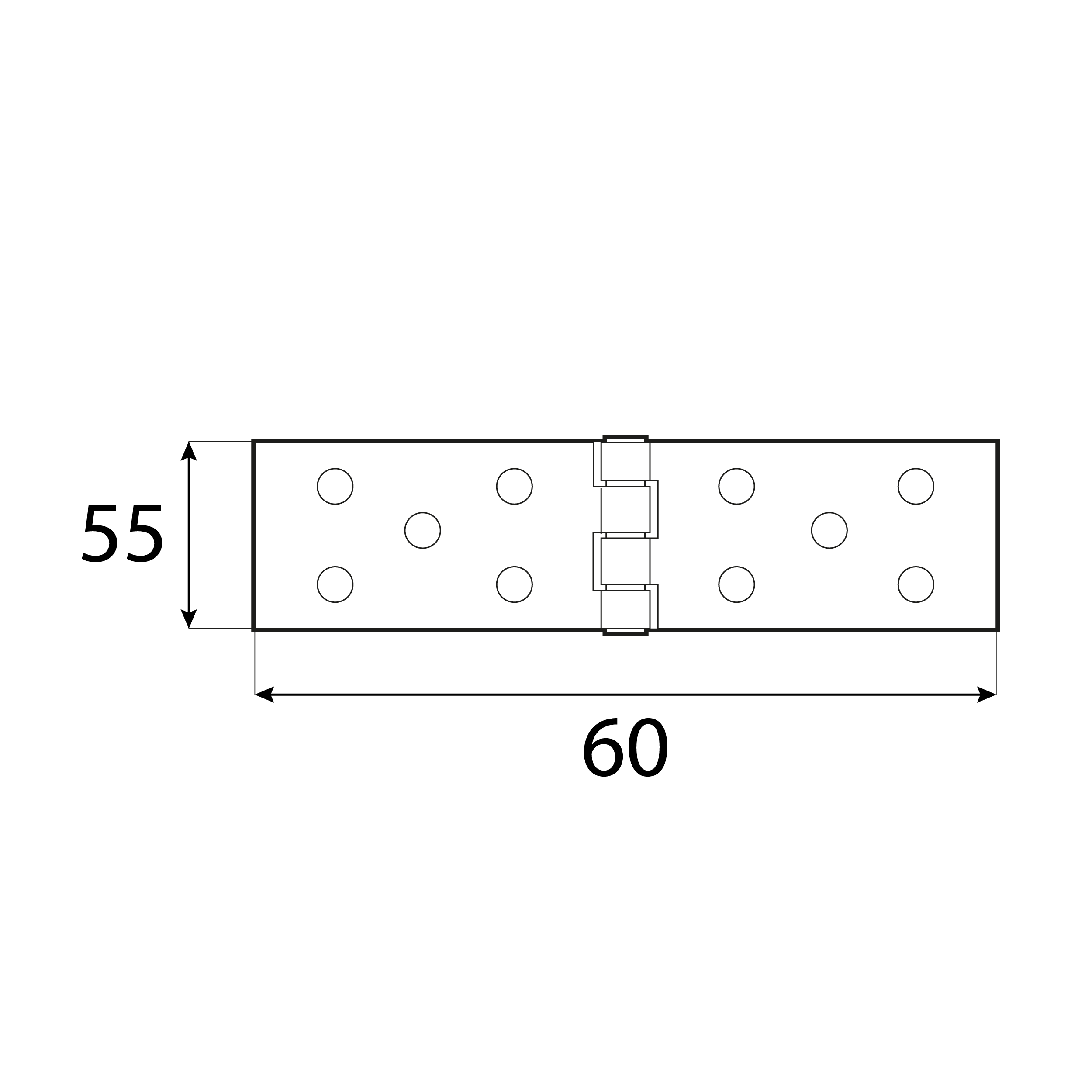 Zawias płaski budowlany splatany Z 60/55, 60 mm, srebrny, 55 mm, 60x55x2,5 mm 55.