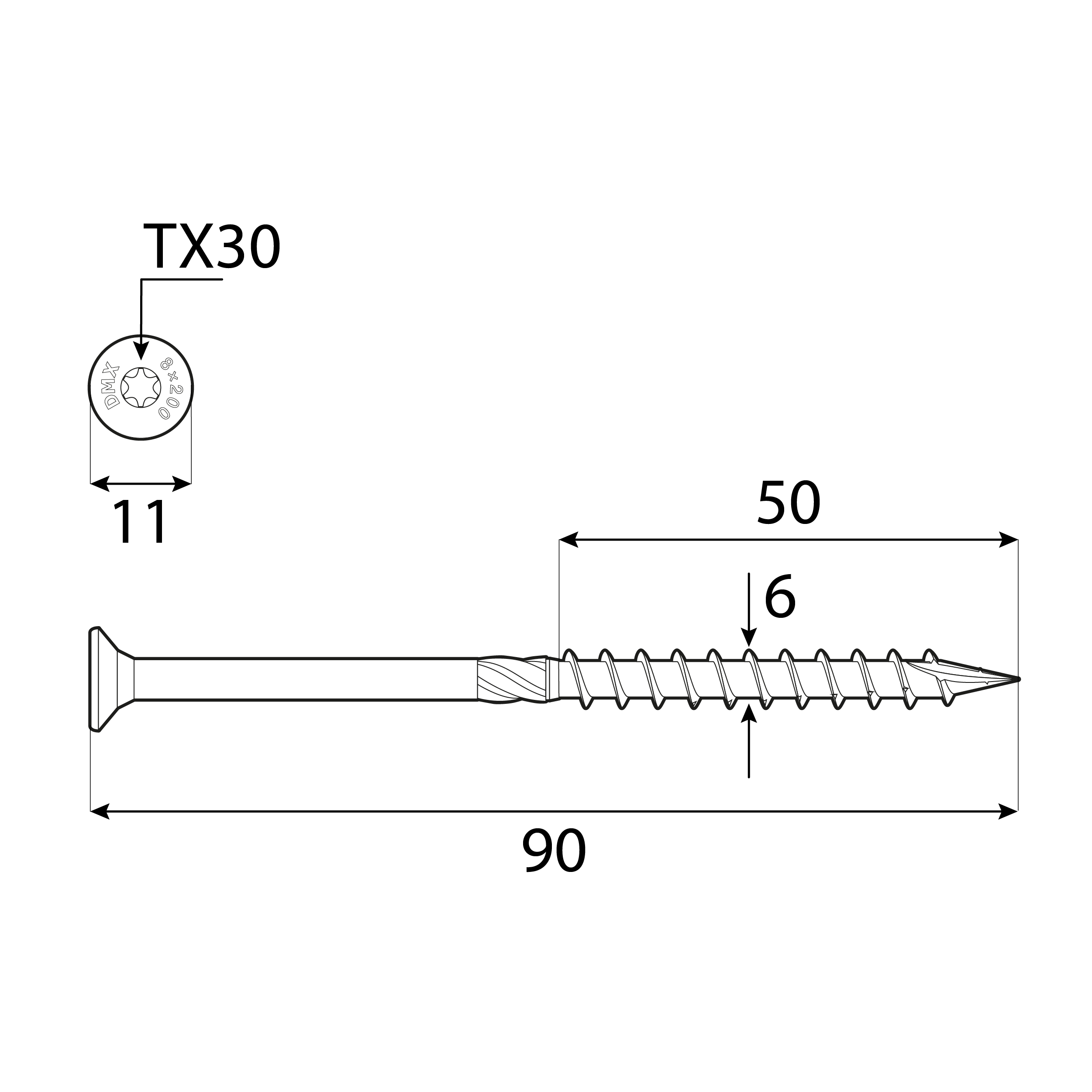 Wkręty ciesielskie do drewna stożkowe TORX - CS | 6 x 90 mm | Złoty | 100 szt Wkręty ciesielskie do drewna stożkowe TORX CS, 6x90 mm, Złoty, 100 szt., 6x90 mm 2, ujęcie 1.