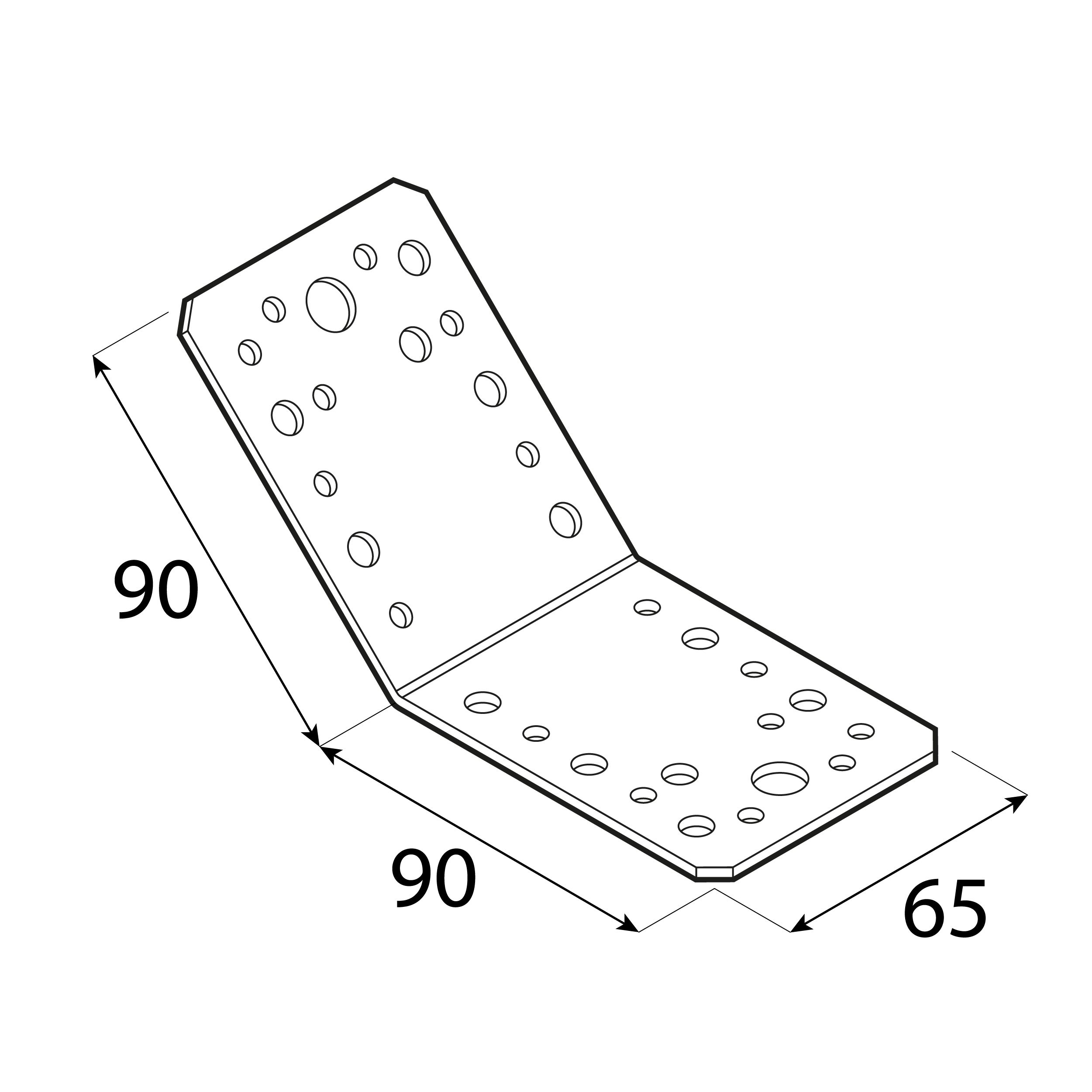 Kątownik ciesielski 135⁰ równoramienny KLR 4, 100x100x35 mm, 2, 5 mm, 100x100x35x2,5 mm, srebrny, Stal konstrukcyjna DX51D, ujęcie 2.