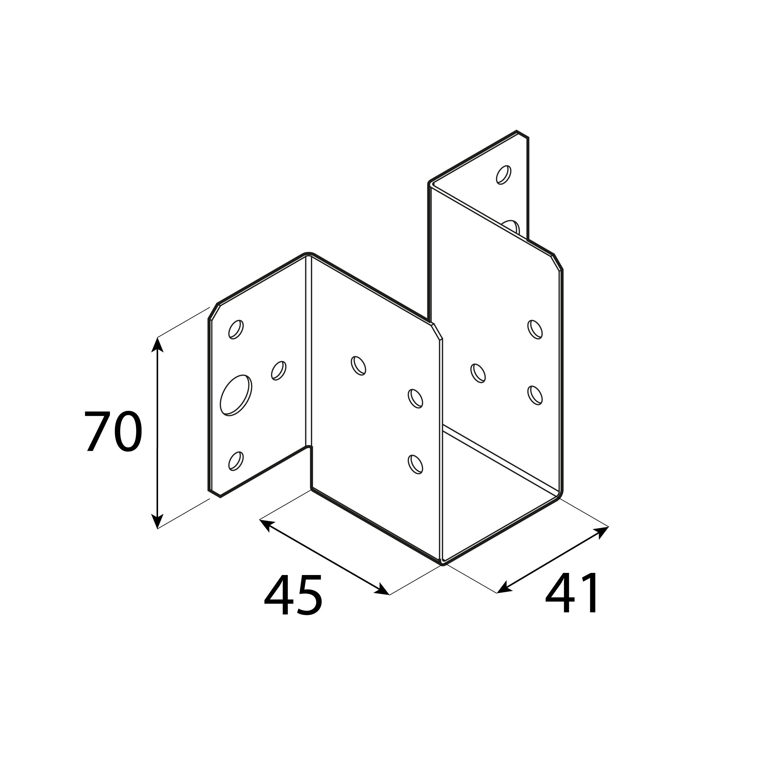 Wieszak belki lekki WL 7, 41x70x45 mm, 41x70x45x1,0 mm, Stal konstrukcyjna DX51D, srebrny, ujęcie 1.