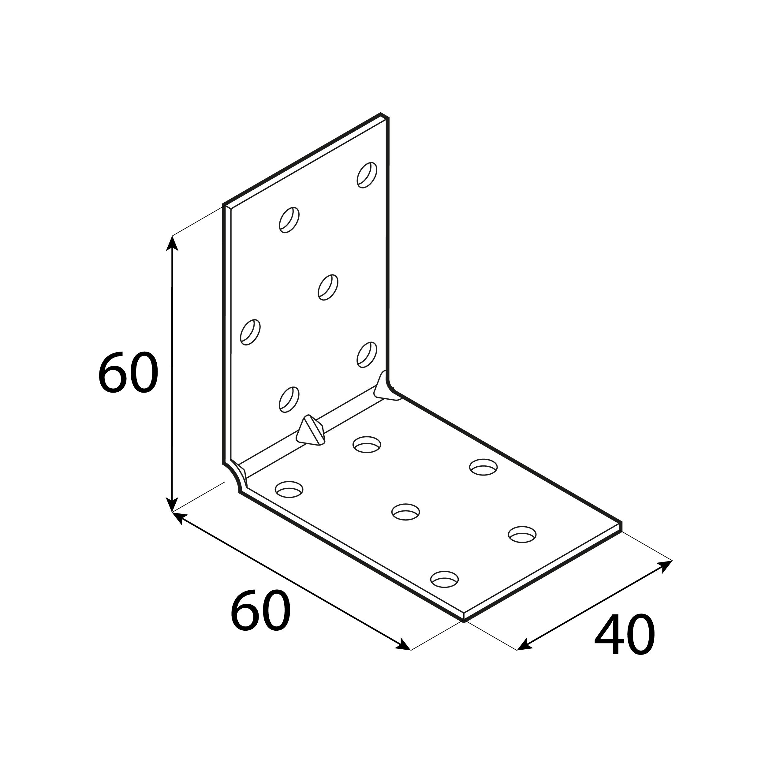 Kątownik montażowy przetłoczony KMP 4, 60x60x40 mm, 20 szt., 60x60x40x1,5 mm, Stal konstrukcyjna DX51D, srebrny, ujęcie 2.