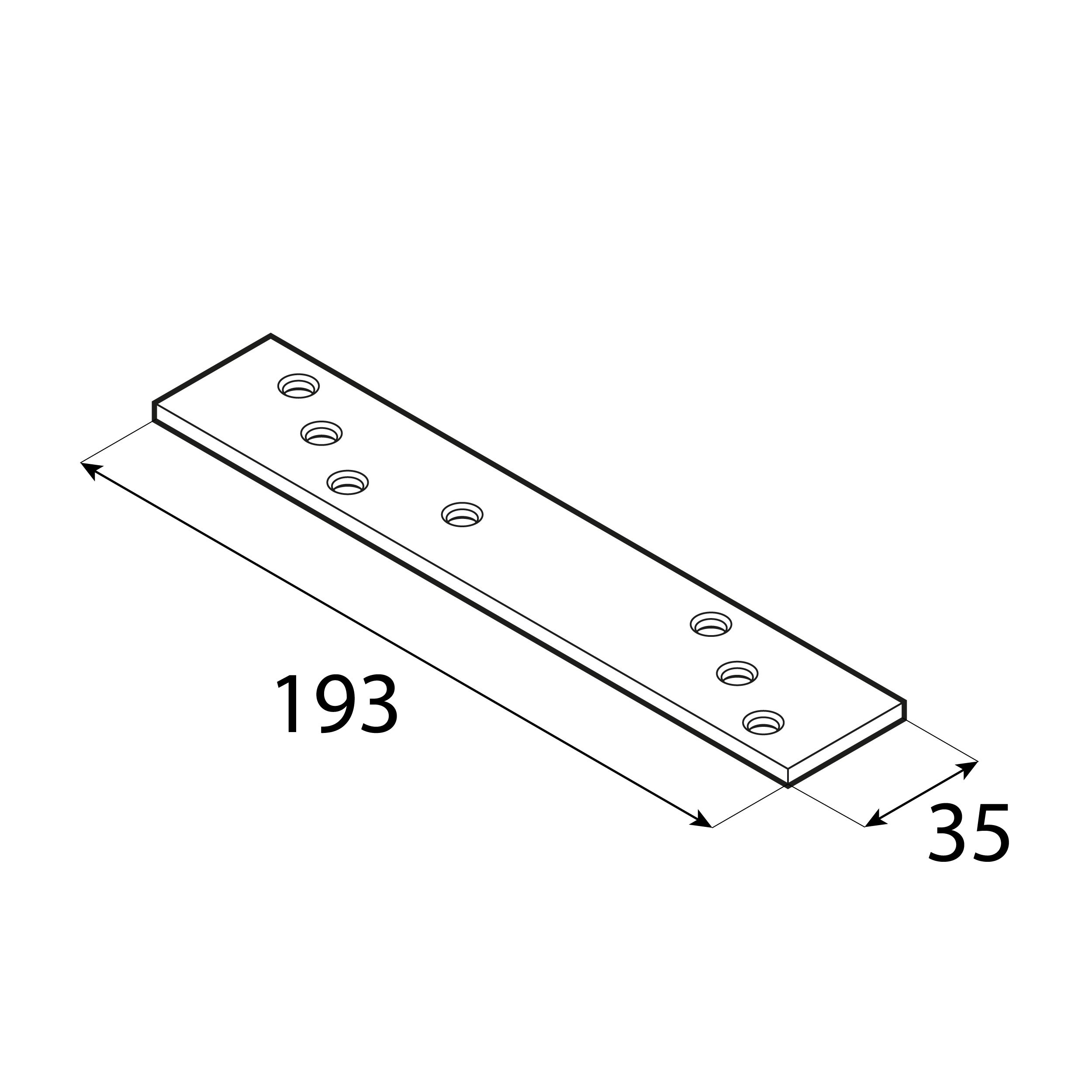 Łącznik płaski gruby wzmocniony płaskownik - LG 2 | 193x35 mm | 4 mm | Złoty Łącznik płaski gruby wzmocniony płaskownik LG 2, 193x35 mm, 4 mm, Złoty, 193x35x4,0 mm, Stal konstrukcyjna DC01.
