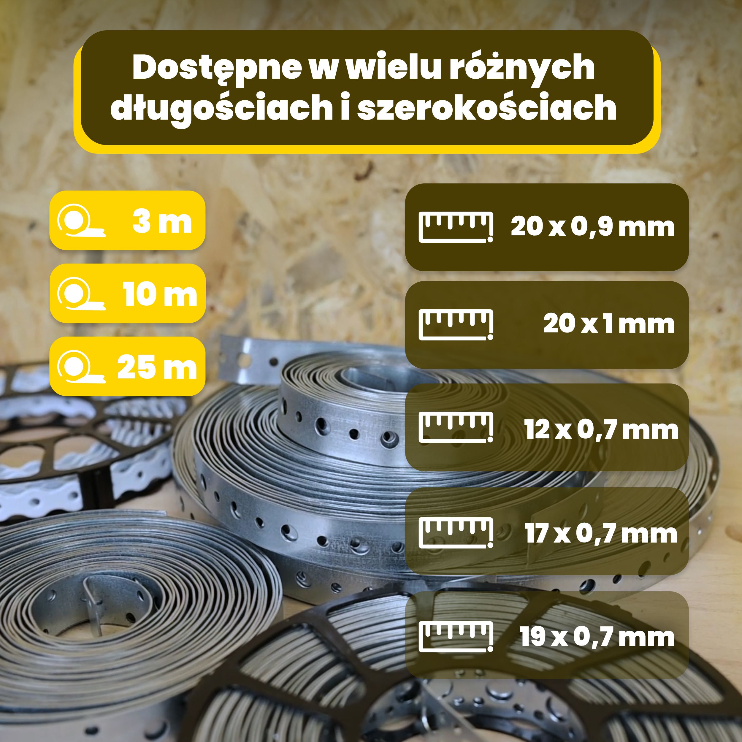 Taśma montażowa perforowana stal - TM 10 | 25 m | Srebrny | TM 10 Taśma montażowa perforowana stal - TM 10 | 25 m | Srebrny | TM 10