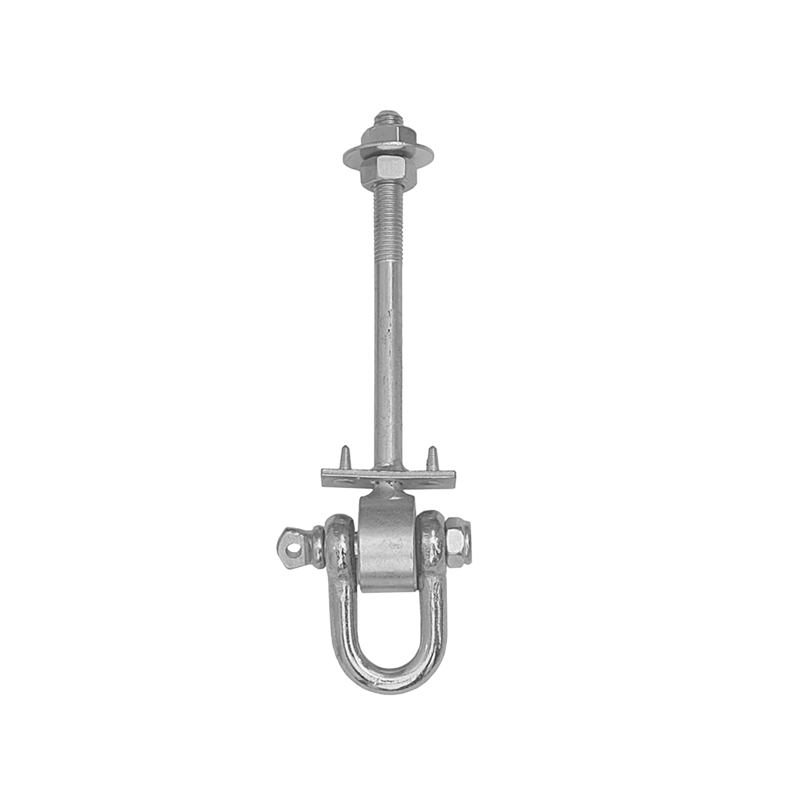 Hak huśtawkowy z szeklą + bolce zawiesie mocowanie typ D - MHD | 130 mm | M12 Hak huśtawkowy z szeklą + bolce zawiesie mocowanie typ D MHD, 130 mm, M12, srebrny, Stal węglowa.