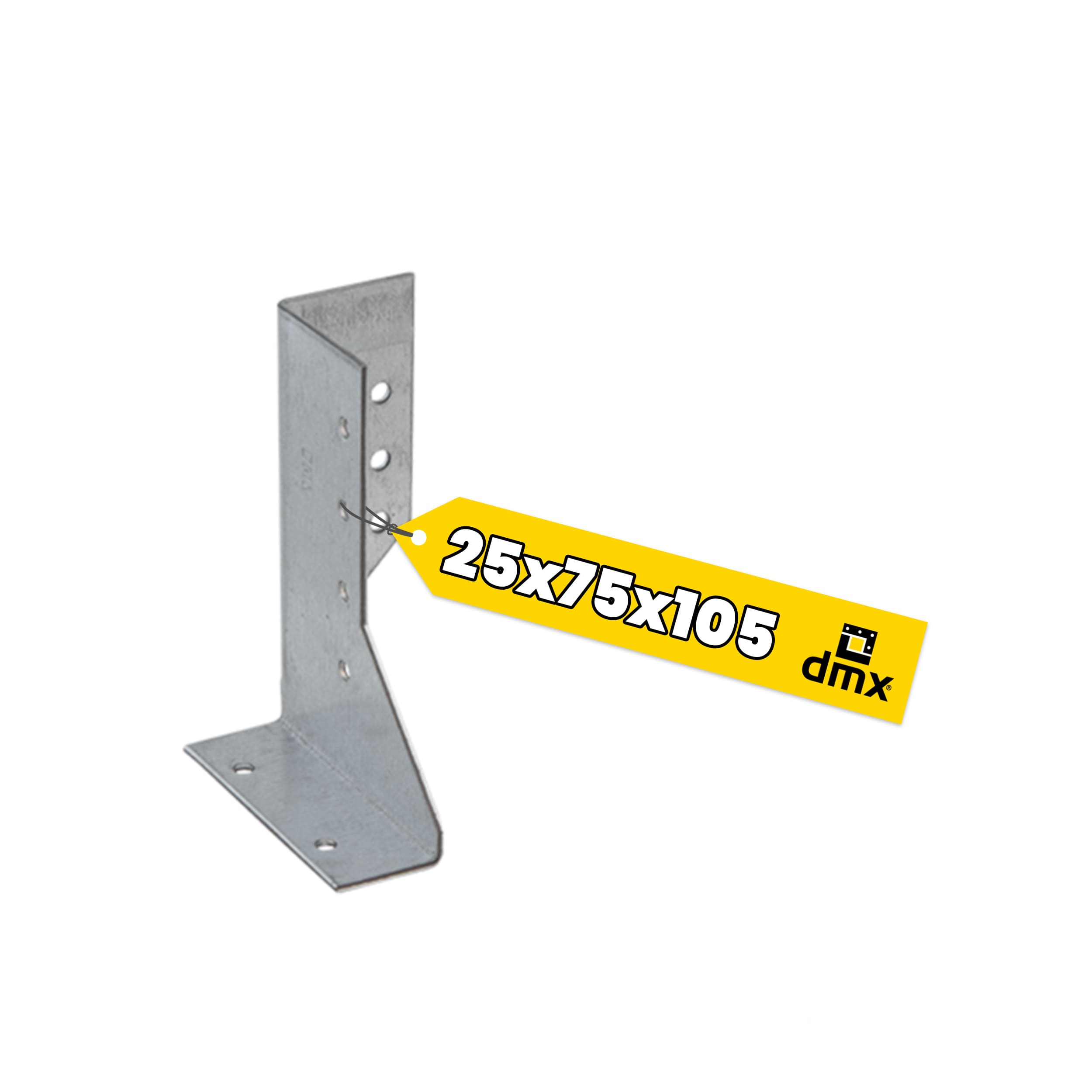 Wieszak belki dzielony prawy WBD 105 P, 25x105x75 mm, srebrny, Stal konstrukcyjna DX51D, ujęcie produktu.