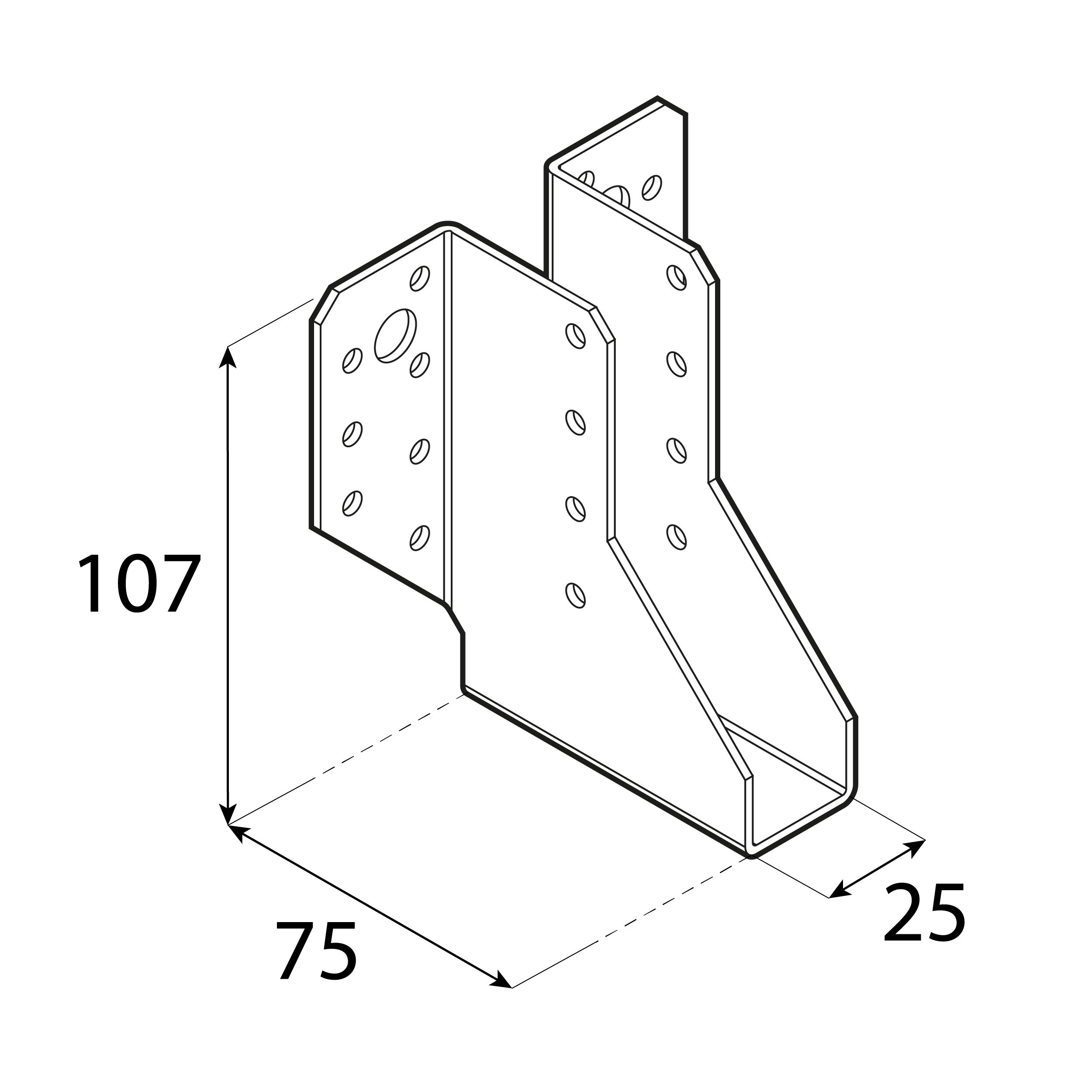 Wieszak belki uchwyt belki drewnianej - WB 40 | 25x107x75 mm | Srebrny