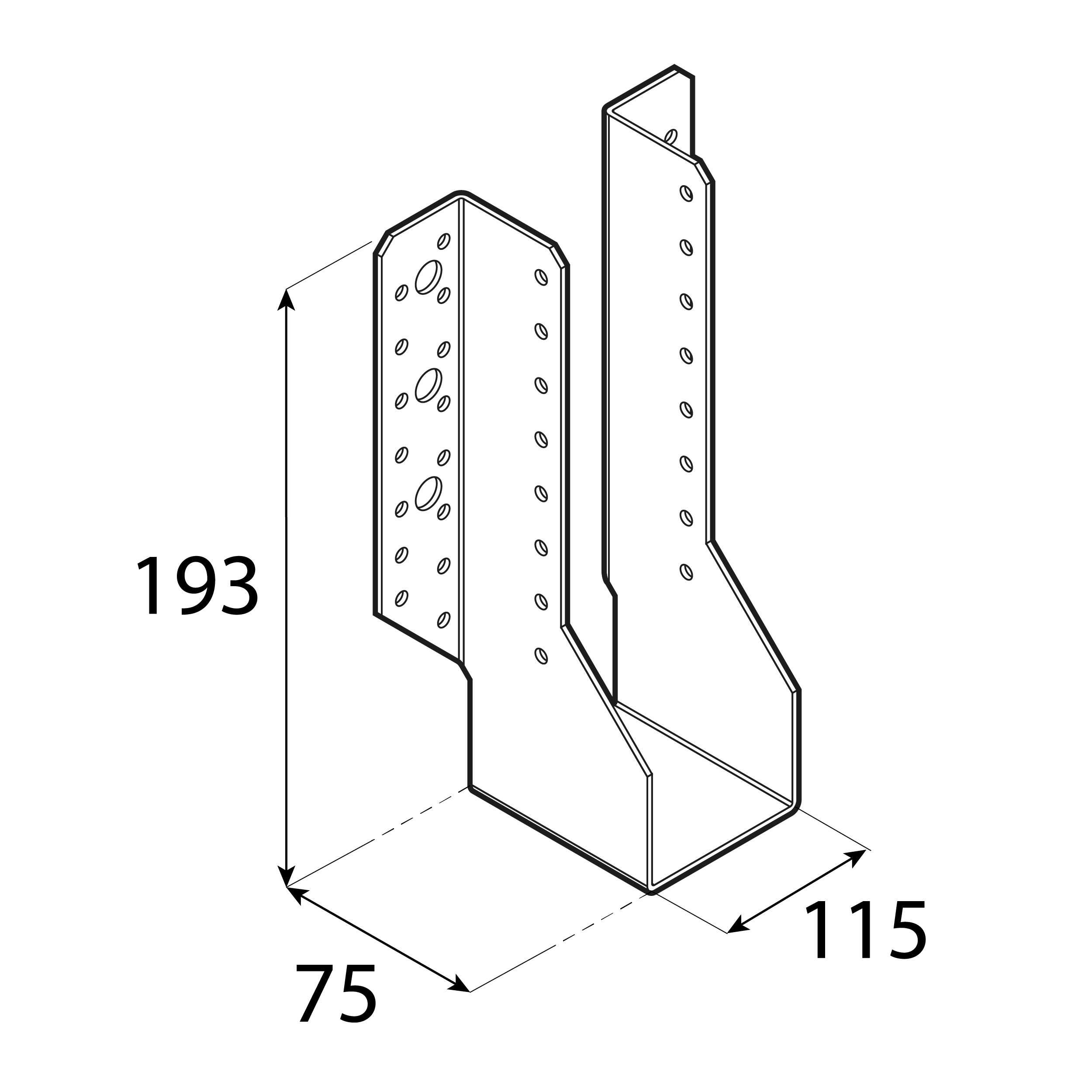 Wieszak belki uchwyt belki drewnianej - WB 34 | 115x193x75 mm | Srebrny