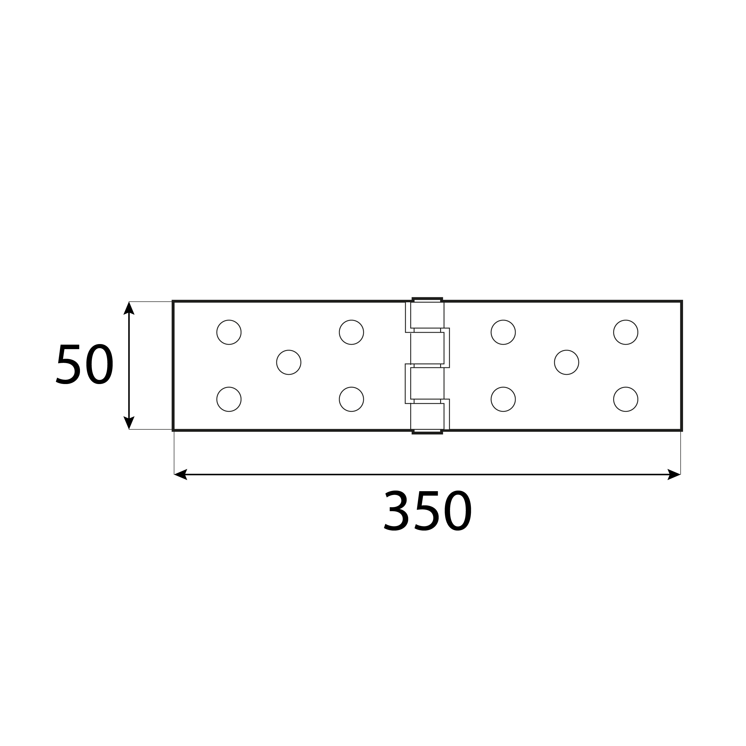 Zawias płaski budowlany splatany Z 350/50, 350 mm, Złoty, 50 mm, 350x50x1,5 mm 50.