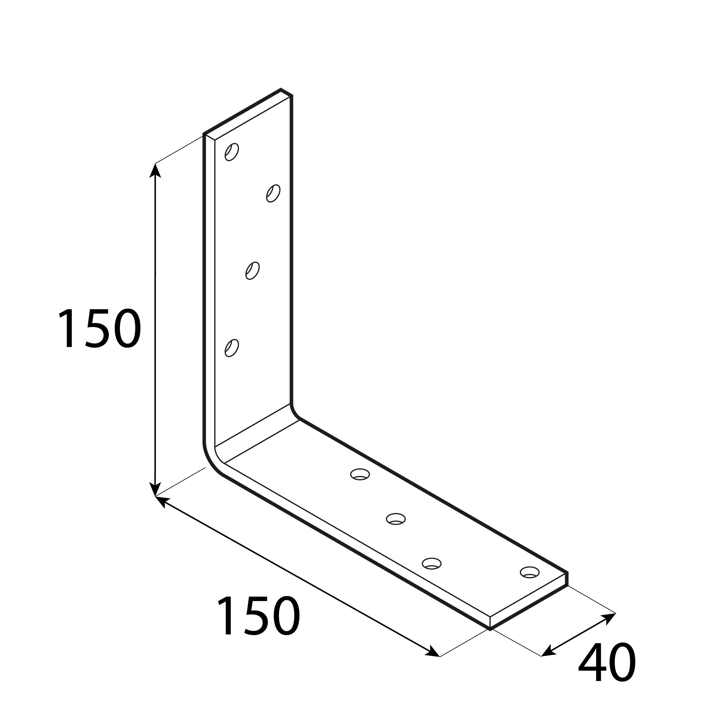 Kątownik stalowy belki - KB 4 | 150x150x40 mm | Złoty Kątownik stalowy belki KB 4, 150x150x40 mm, Złoty, Stal konstrukcyjna S235.