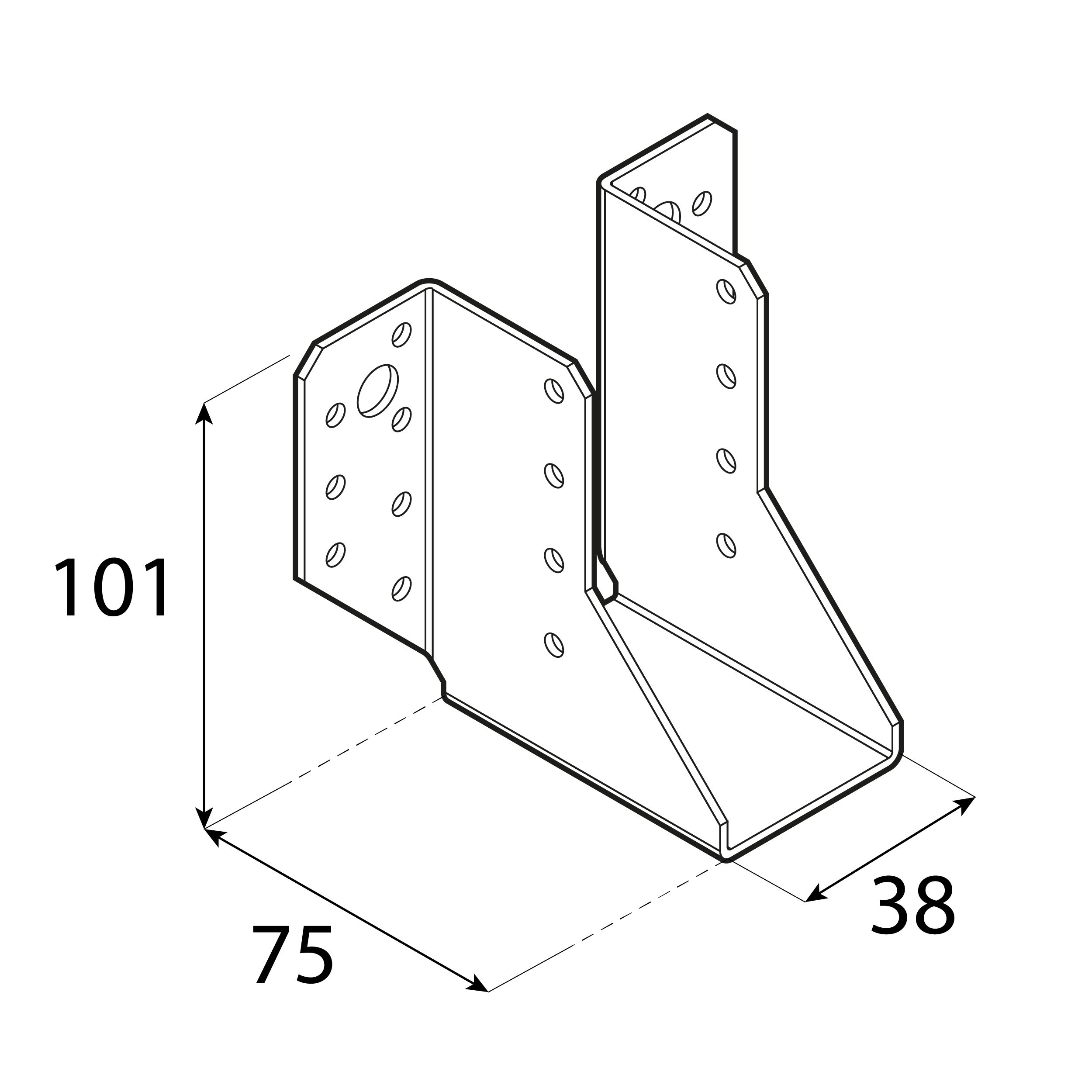 Wieszak belki uchwyt belki drewnianej - WB 47 | 38x101x75 mm | Srebrny