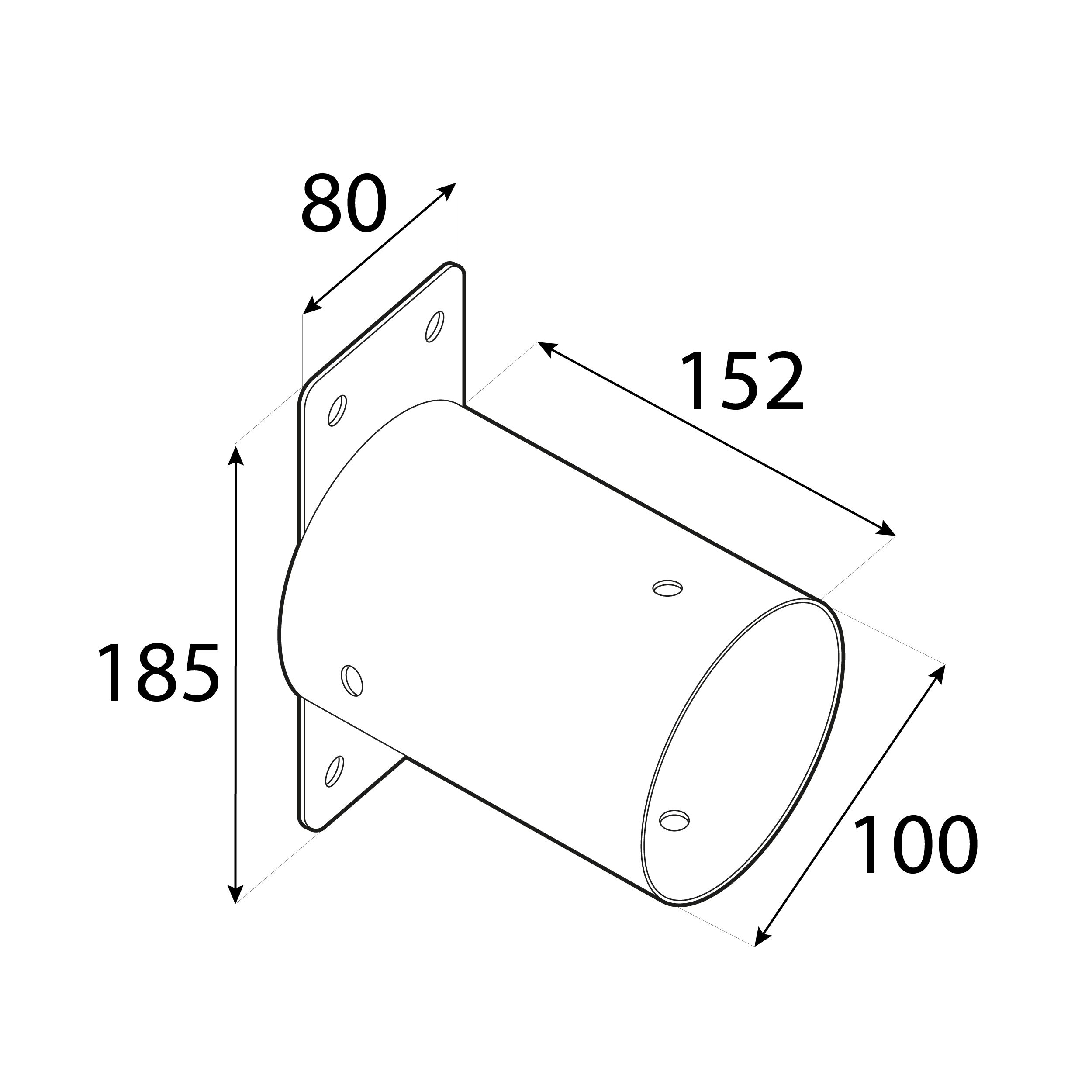 Łącznik belki okrągłej do muru do huśtawki GHSO 100, ø100x152 mm, Czerwony, Stal konstrukcyjna S235 2.