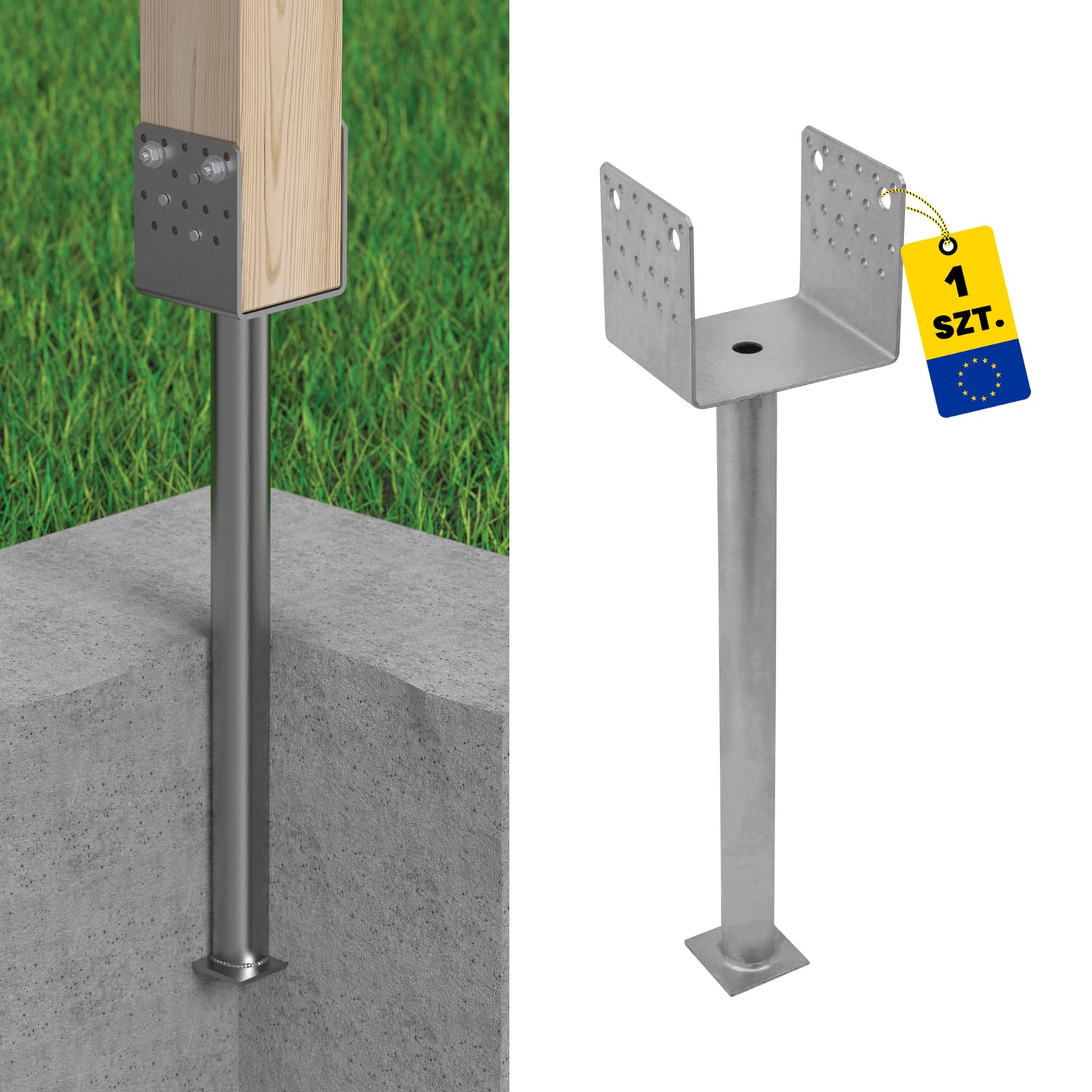 Podstawa słupa typ U wielopunktowa długa rura PSS 140 R500, 140x629 mm.
