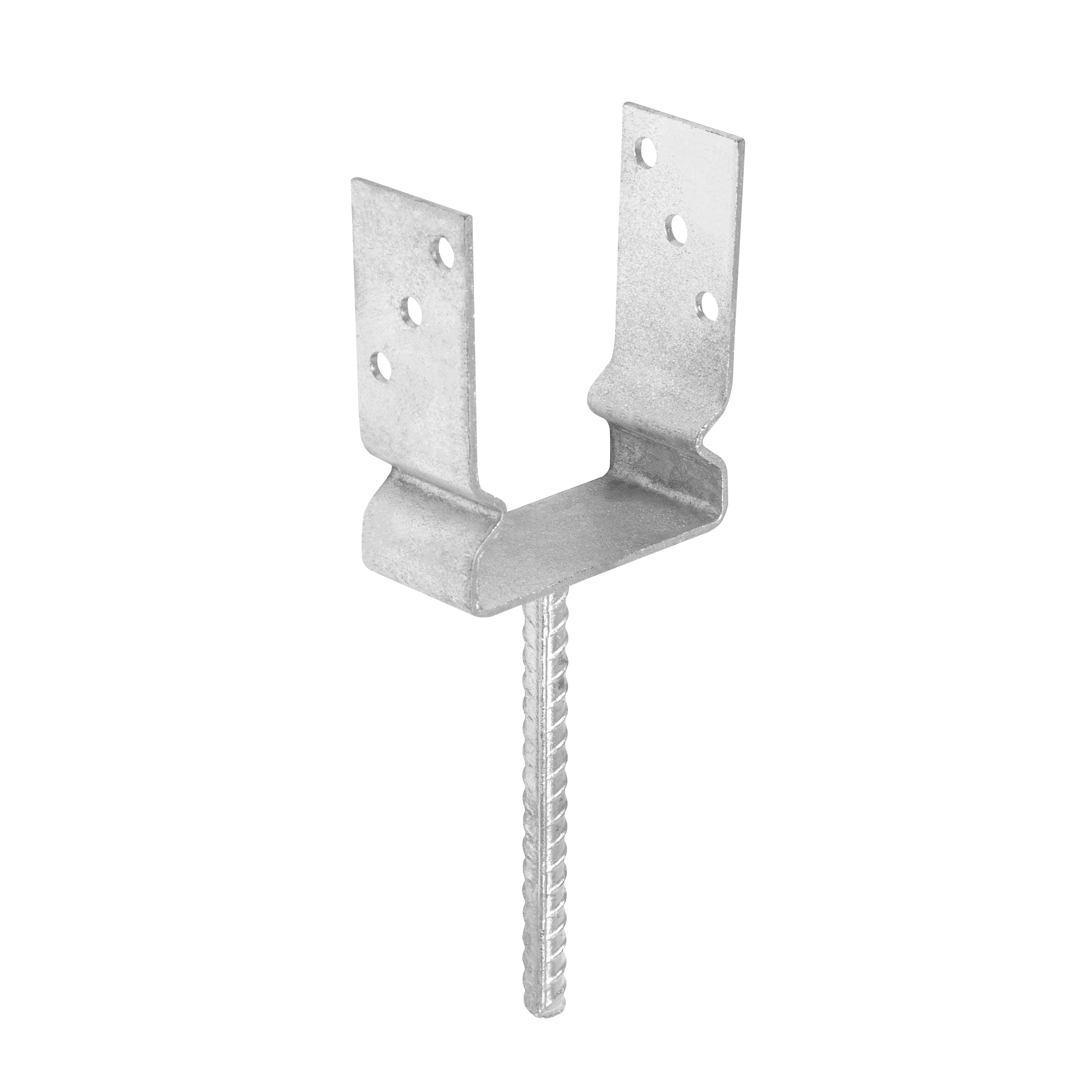 Podstawa słupa kotwa do betonu typ U z siodełkiem PSZ, 120 mm, 121x150x60x4,0 mm, w zestawie elementów.