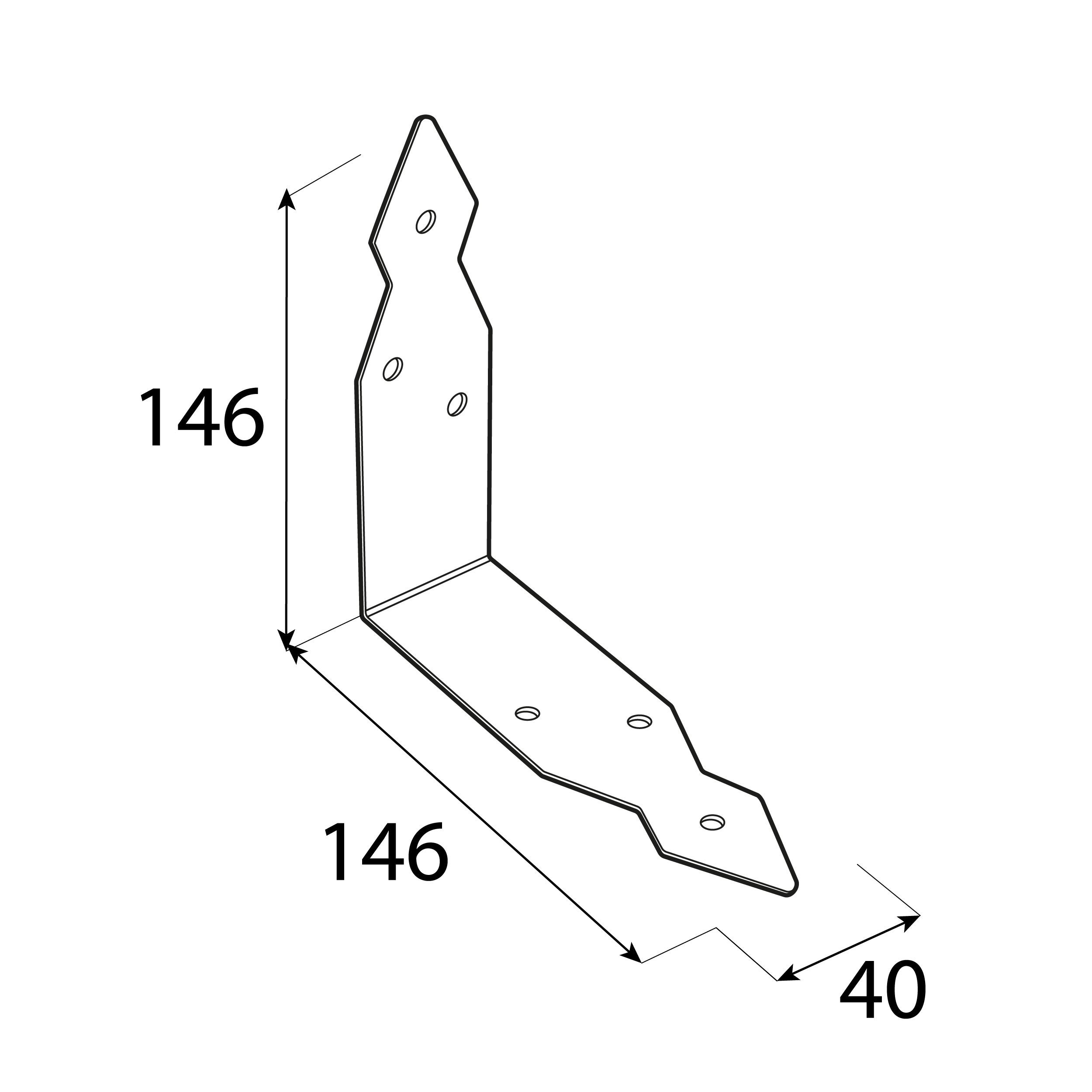 Kątownik stalowy ozdobny czarny OSK 146, 146x146x40 mm, 1, 5 mm, 146x146x40x1,5 mm, Stal konstrukcyjna DX51D.