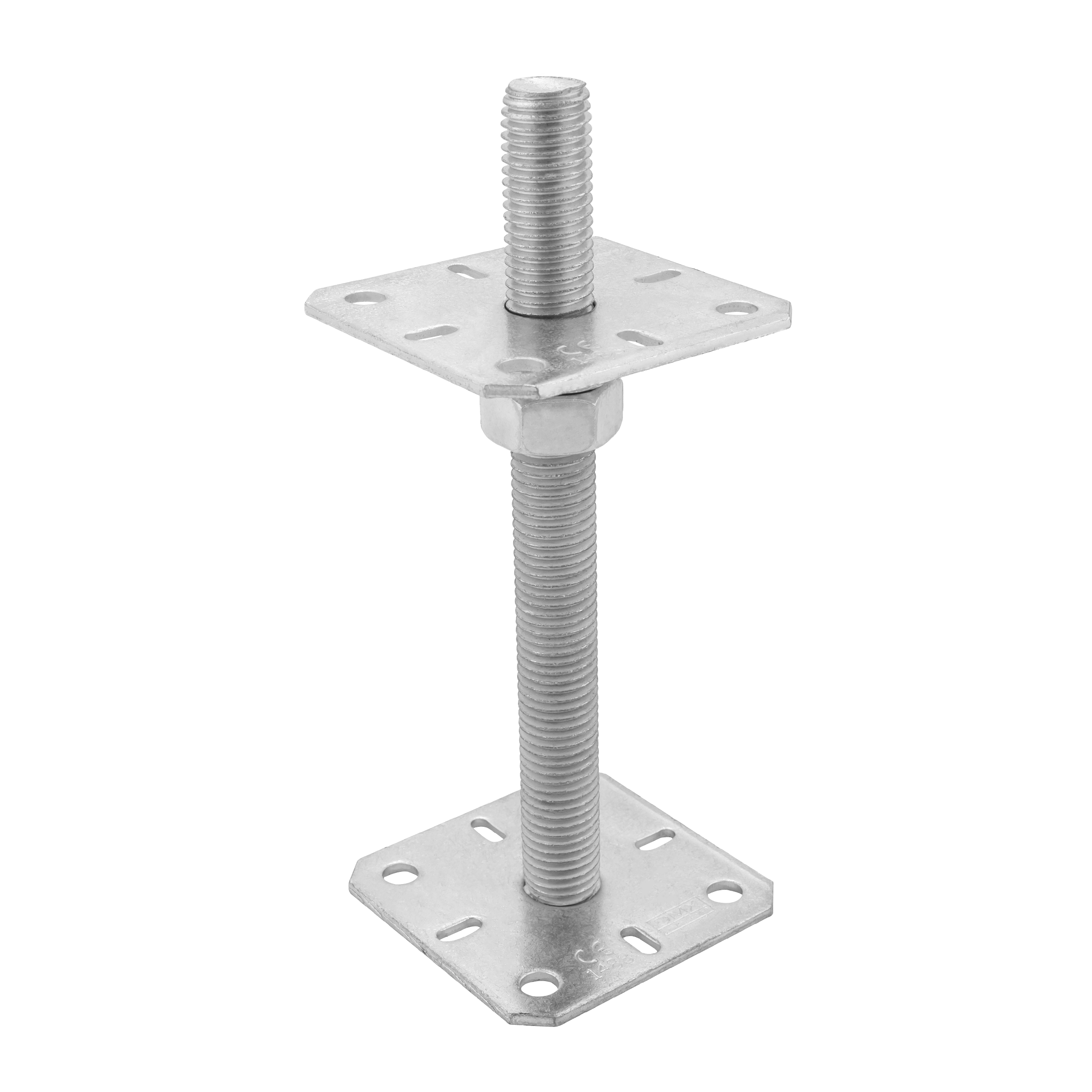 Podstawa słupa kotwa płaska gwintowana regulowana wysokość - PSR | 100x250 mm | M24 | Srebrny Podstawa słupa kotwa płaska gwintowana regulowana wysokość PSR, 100x250 mm, M24, srebrny, ujęcie 1.