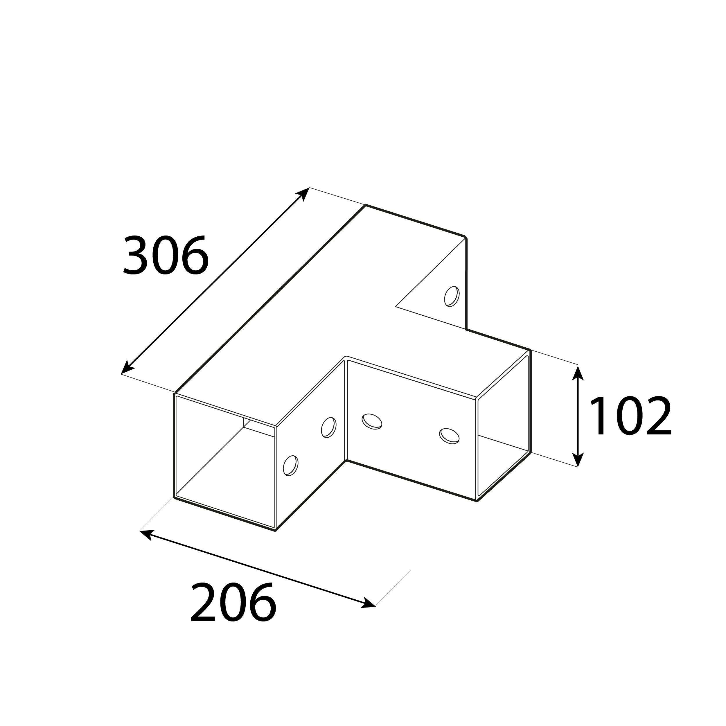 Łącznik belki kwadratowej do pergoli ciesielski - GPT 100 | 102x206x306 mm | czarny Łącznik belki kwadratowej do pergoli ciesielski - GPT 100 | 102x206x306 mm | czarny