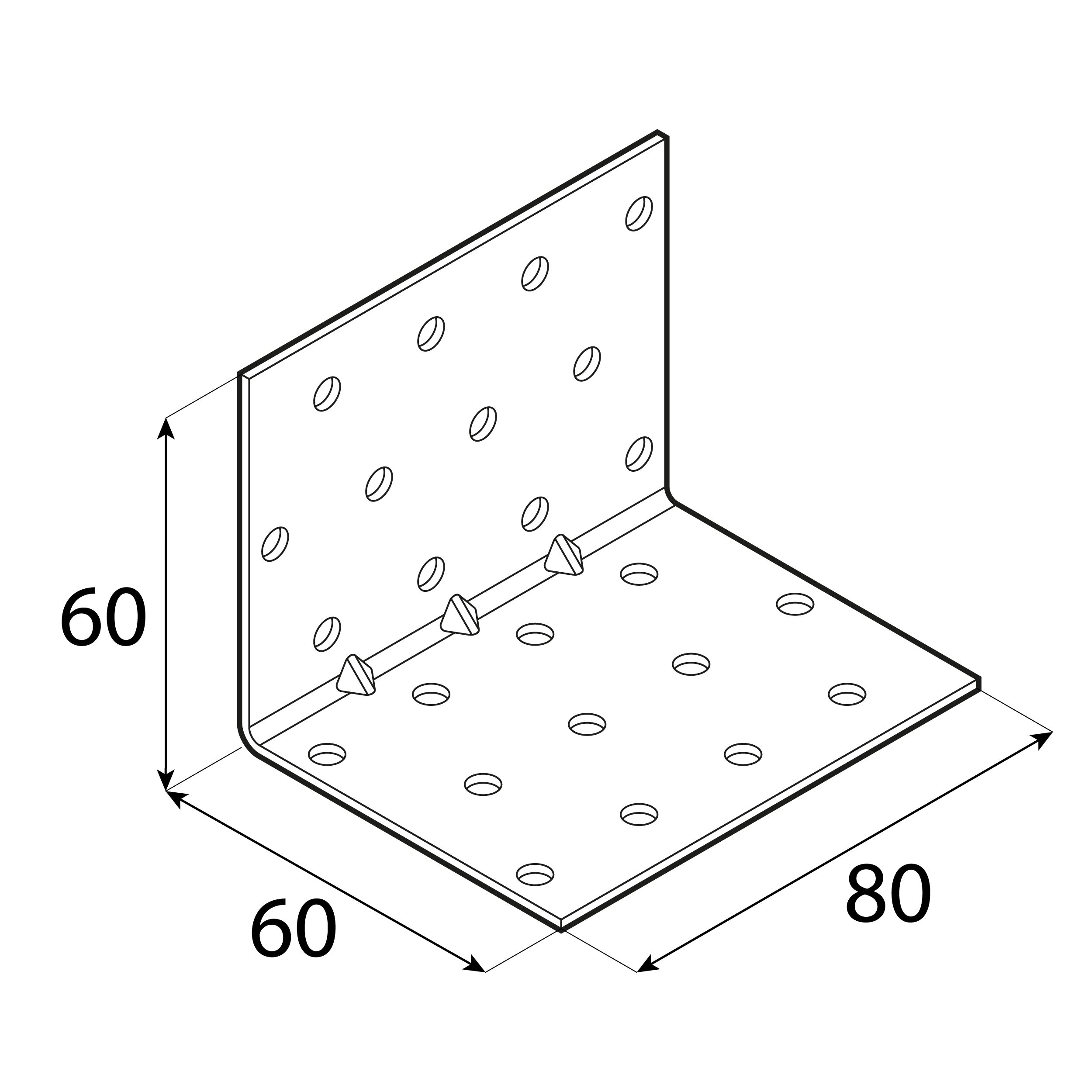Kątownik montażowy przetłoczony KMP 6, 60x60x80 mm, 20 szt., 60x60x80x1,5 mm, Stal konstrukcyjna DX51D, srebrny, ujęcie 2.