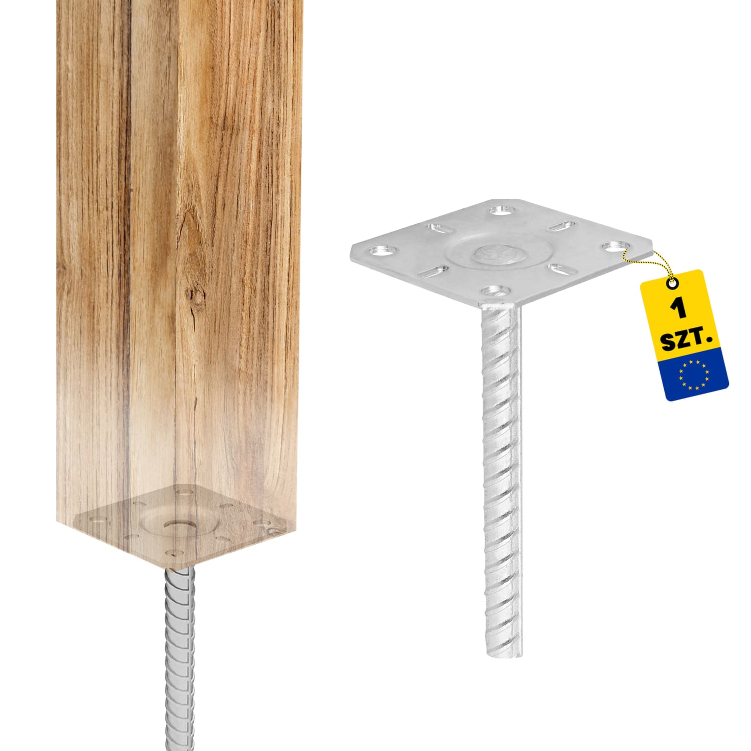 Podstawa słupa kotwa do betonu płaska - PPS | 140-160 mm
