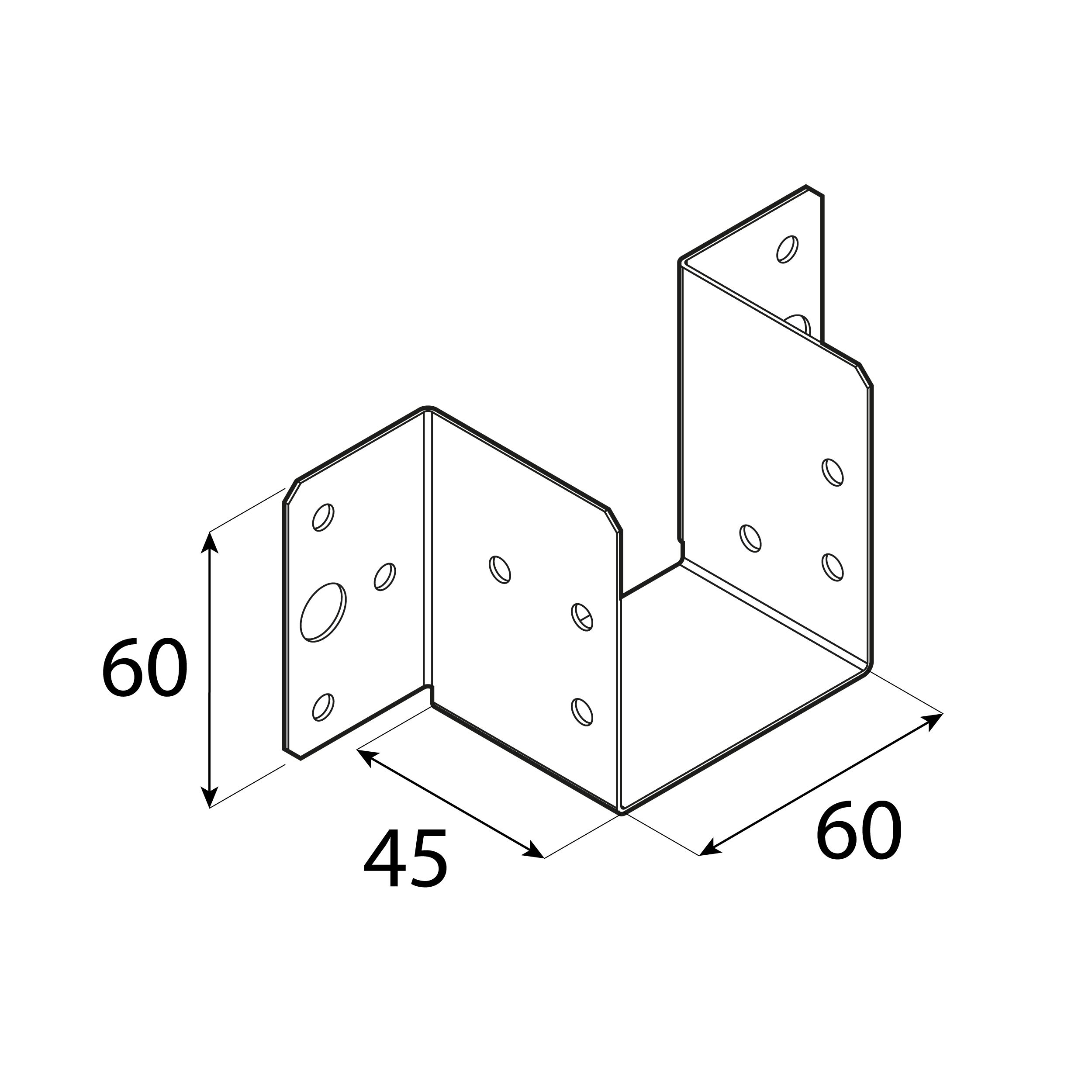 Wieszak belki lekki WL 9, 60x60x45 mm, 60x60x45x1,0 mm, Stal konstrukcyjna DX51D, srebrny, ujęcie 1.