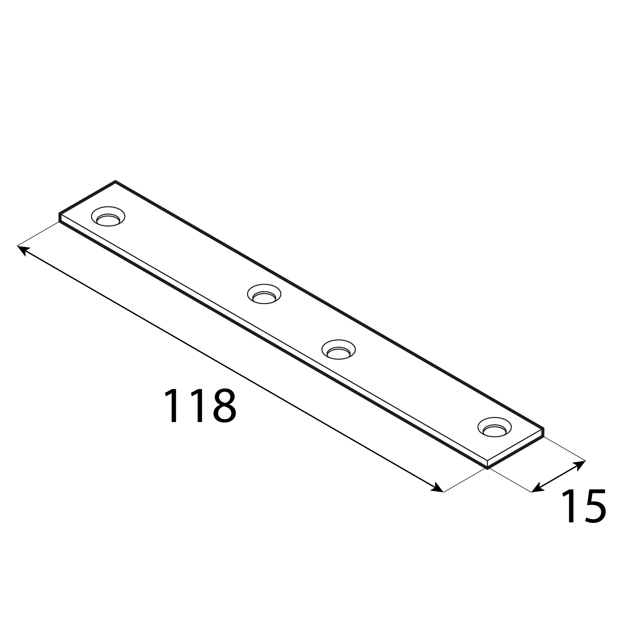 Łącznik wąski uniwersalny stalowy LW 50, 48xx14 mm, 50 szt., 48x14x1,5 mm, Stal konstrukcyjna DC01, srebrny.