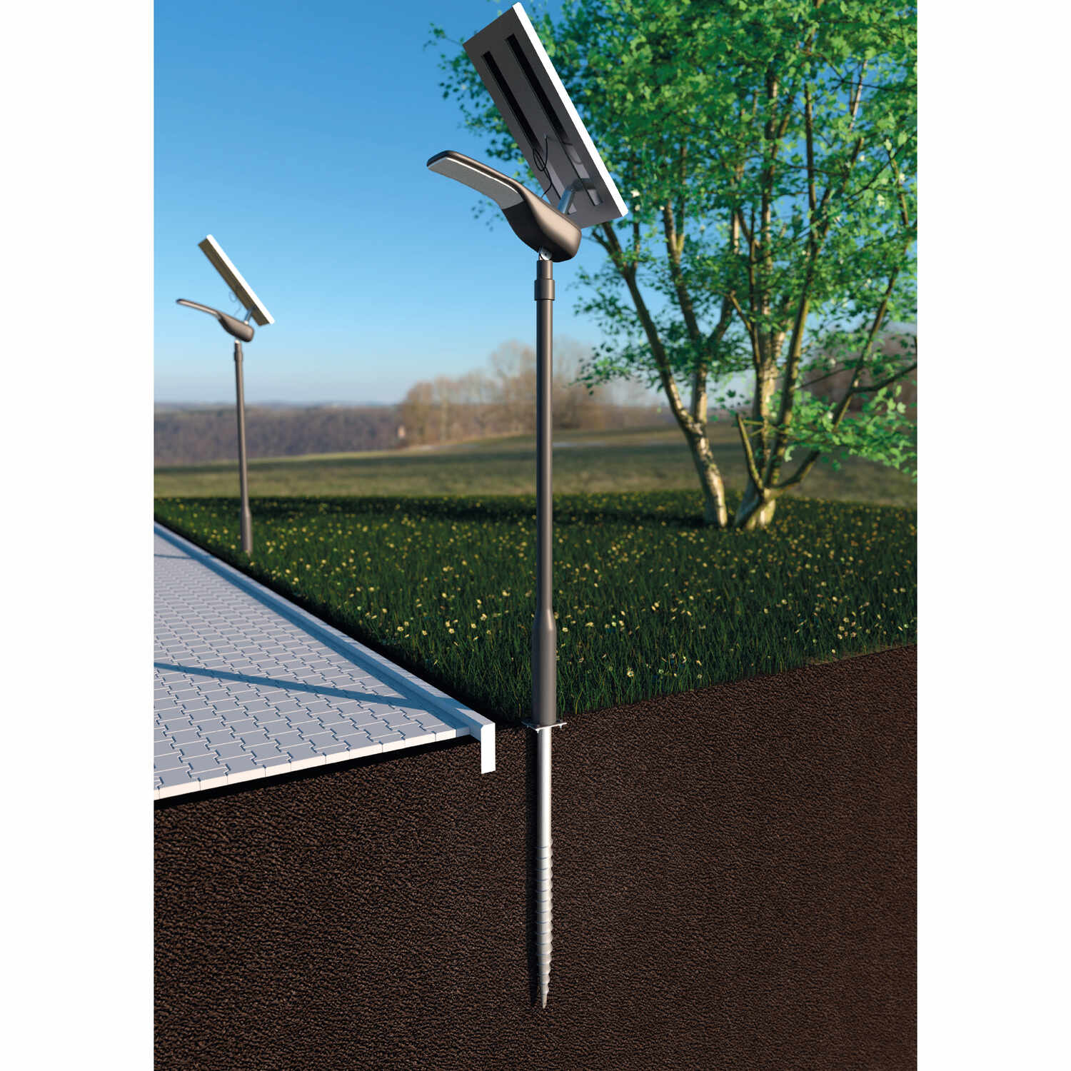 Podstawa słupa wkręcana do gruntu do dużych konstrukcji - PWF | 76x1600 mm
