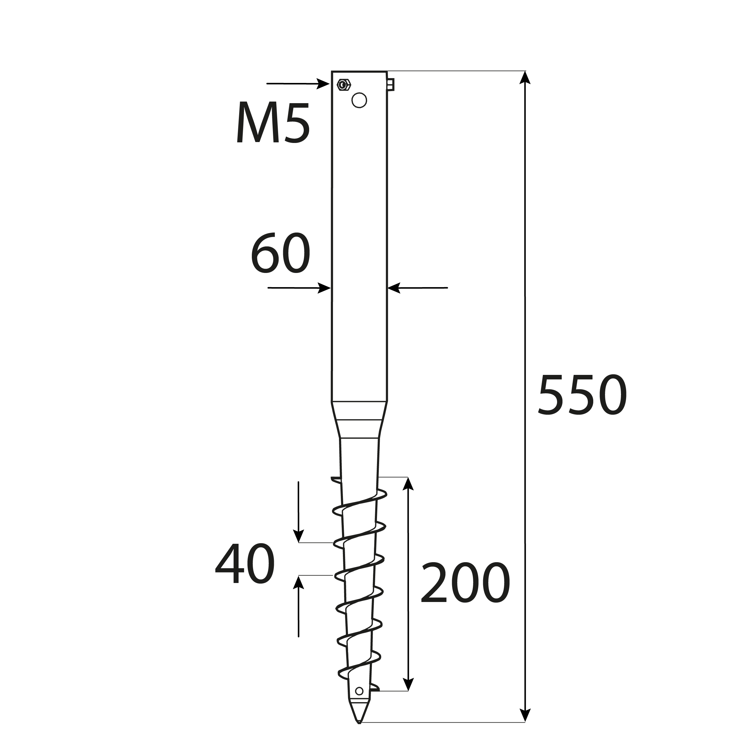 Podstawa słupa wkręcana do gruntu świder okrągła - PWG | 60x550 mm