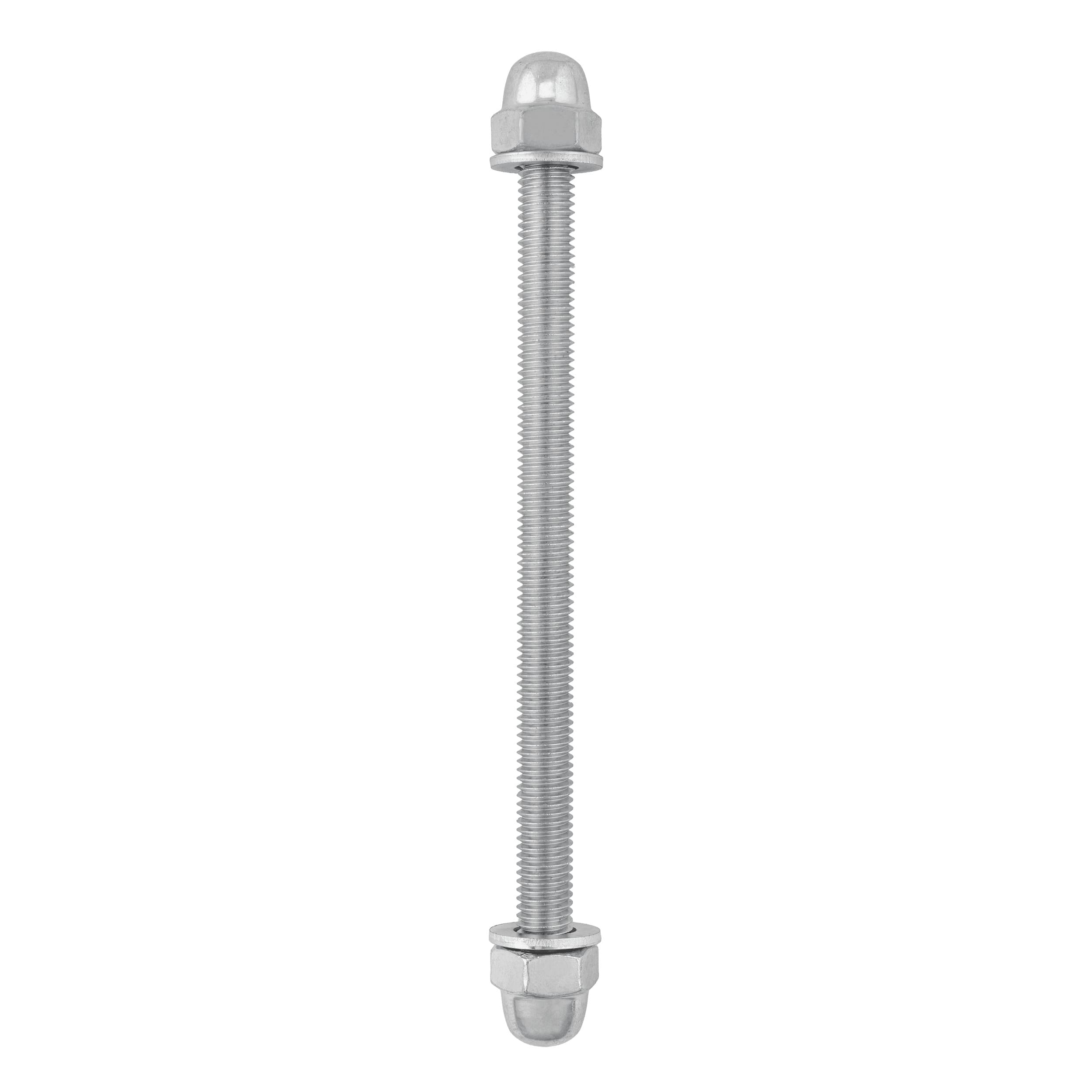 Pręt gwintowany z nakrętkami do podstaw słupa PNP, M10x160 mm, srebrny, 5 szt., Hartowana stal węglowa 2.