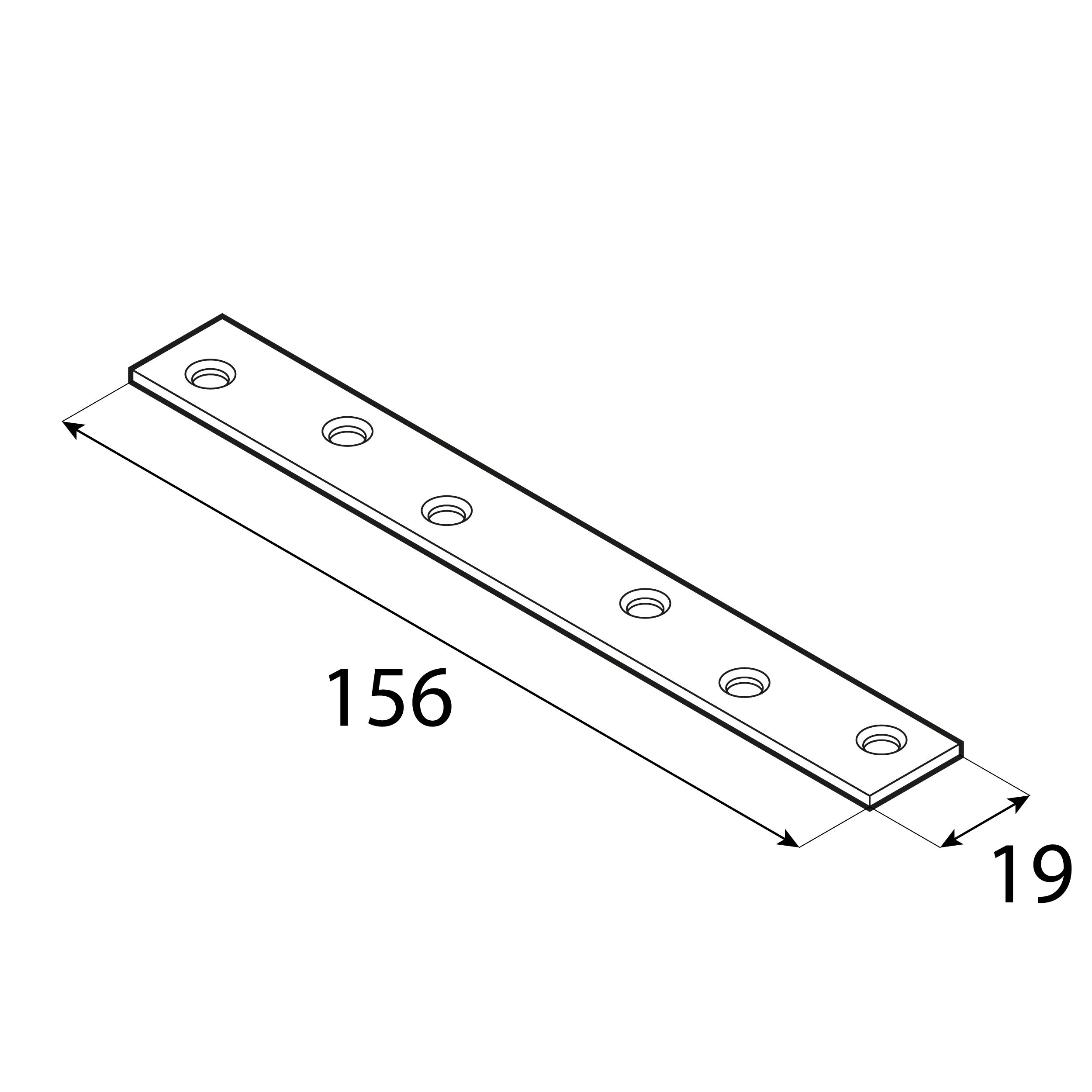 Łącznik wąski uniwersalny stalowy - LW 160 | 156xx19 mm | 20 szt Łącznik wąski uniwersalny stalowy LW 160, 156xx19 mm, 20 szt., 156x19x2,0 mm, Stal konstrukcyjna DC01, srebrny.