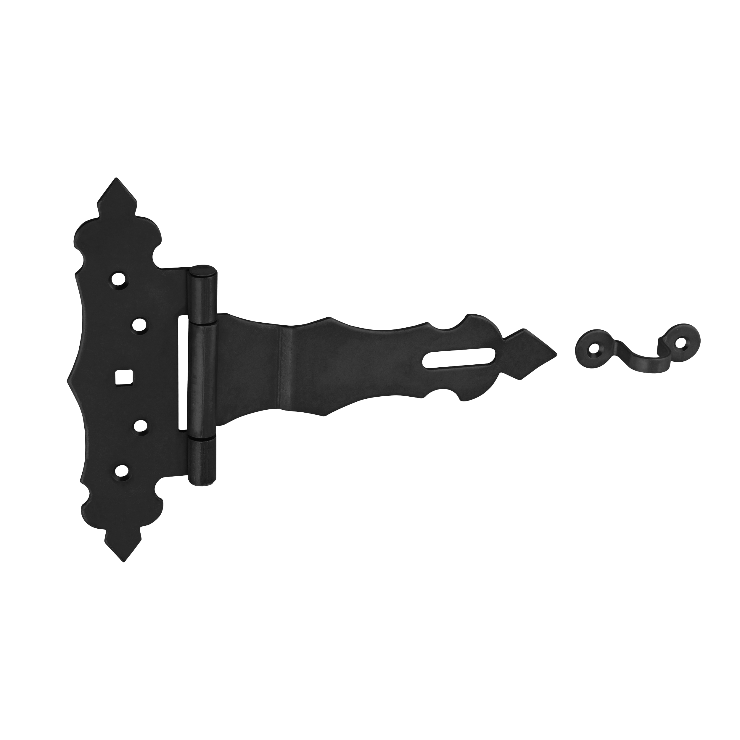 Zawias bramkowy ozdobny z zamknięciem - ZBZ | Czarny | 150 mm