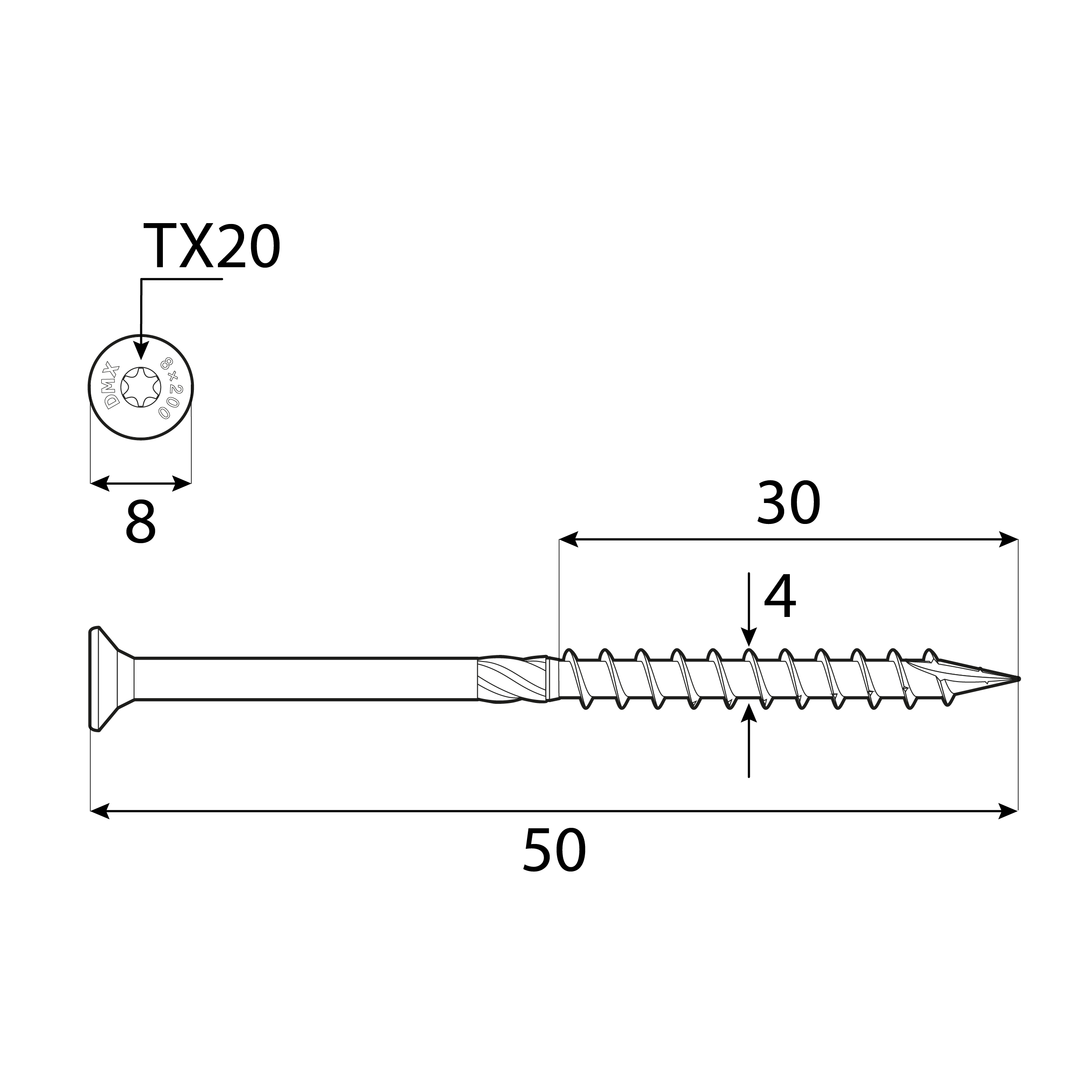 Wkręty ciesielskie do drewna stożkowe TORX - CS | 4 x 50 mm | Złoty | 200 szt Wkręty ciesielskie do drewna stożkowe TORX CS, 4x50 mm, Złoty, 200 szt., 4x50 mm 2, ujęcie 1.
